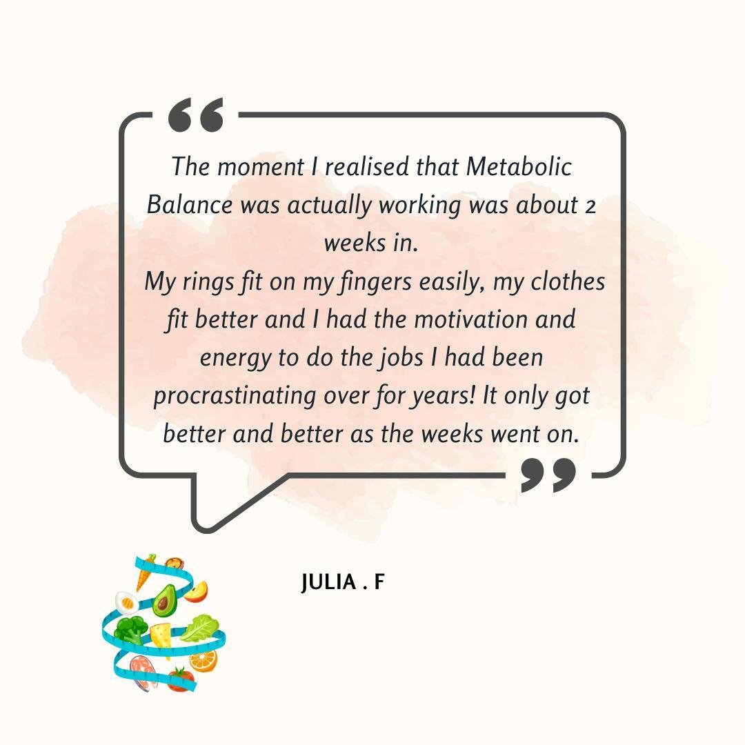 &quot;Before discovering Metabolic Balance I was frustrated with stubborn weight gain, fatigue and joint inflammation and body aches. It felt soul destroying and depressing to think I had to accept this was what aging felt like - maybe I should just 