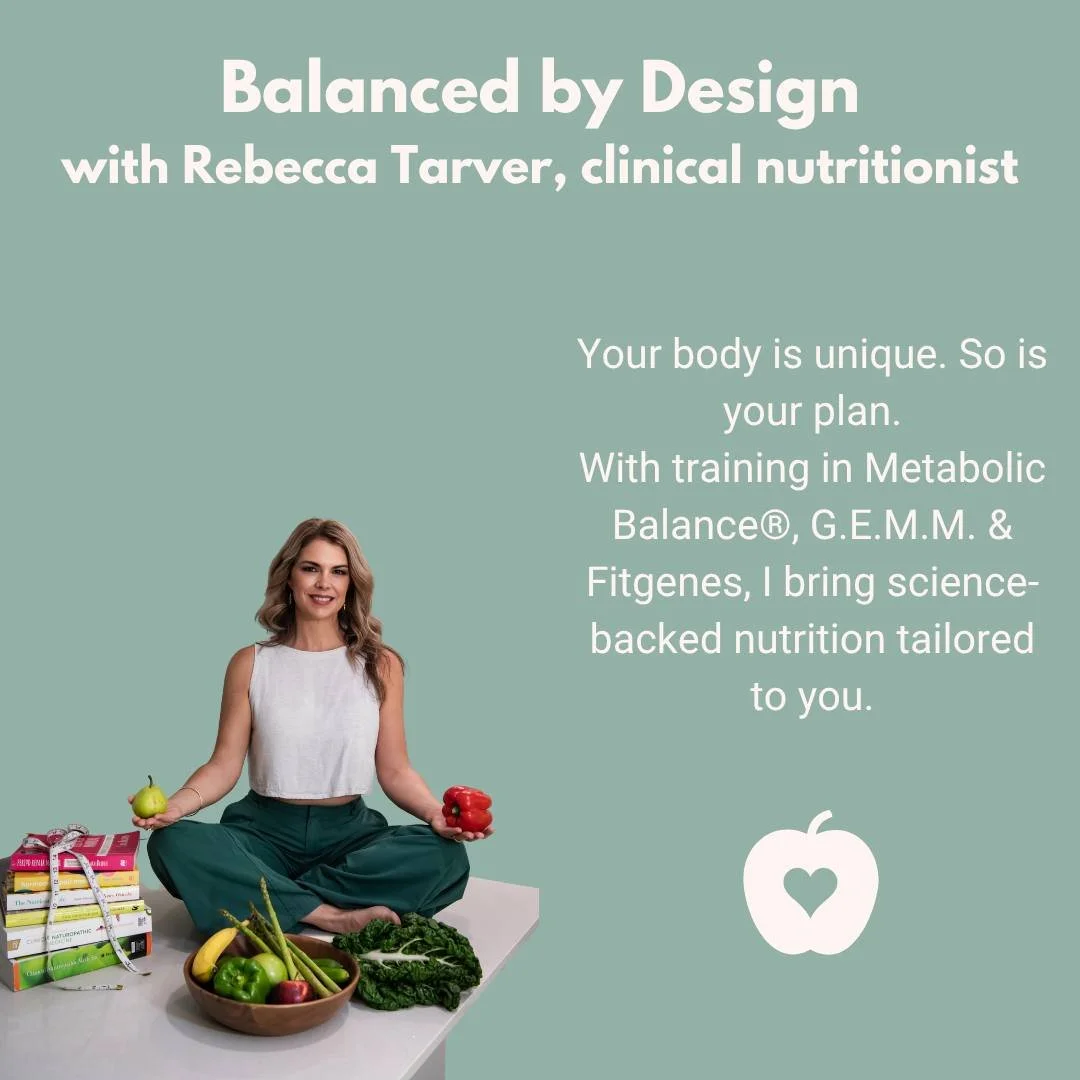 Caption:
Your body isn&rsquo;t a copy-paste template.
So why follow one-size-fits-all advice?

🍎 Metabolic Balance&reg; for personalised hormone and metabolic support
🍎 G.E.M.M. for gut repair and calming inflammation
🍎 DNA testing (Fitgenes) to t