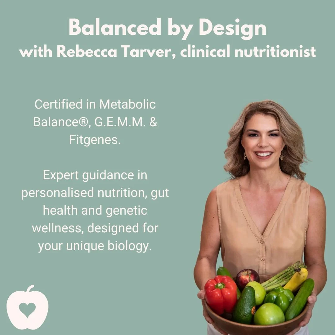 When it comes to your health, one-size-fits-all just doesn&rsquo;t cut it.

🍏 Metabolic Balance for hormone and metabolic resets
🍏 G.E.M.M. for gut ecology and inflammation
🍏 DNA testing to understand your unique genetic blueprint

These evidence-