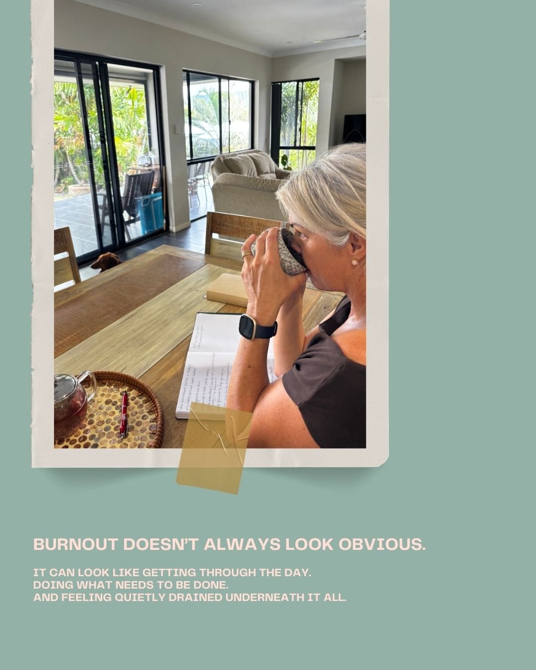 Burnout doesn&rsquo;t always mean you can&rsquo;t get out of bed.

Sometimes it looks like keeping everything going, ticking all the boxes, and still feeling flat or overwhelmed underneath it all.

You might be functioning, but it takes more effort t