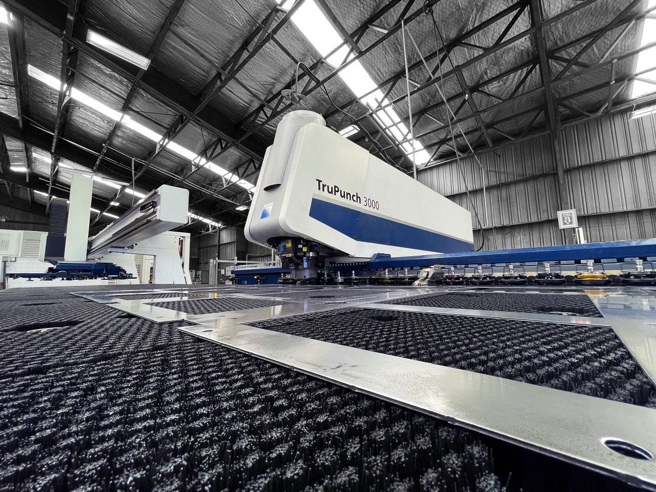 Check out one of our key pieces of machinery; the Trumpf TruPunch 3000. This machine offers us the highest level of processing flexibility giving us the ability to produce simple workpieces through to complex examples with numerous different cuts, ho