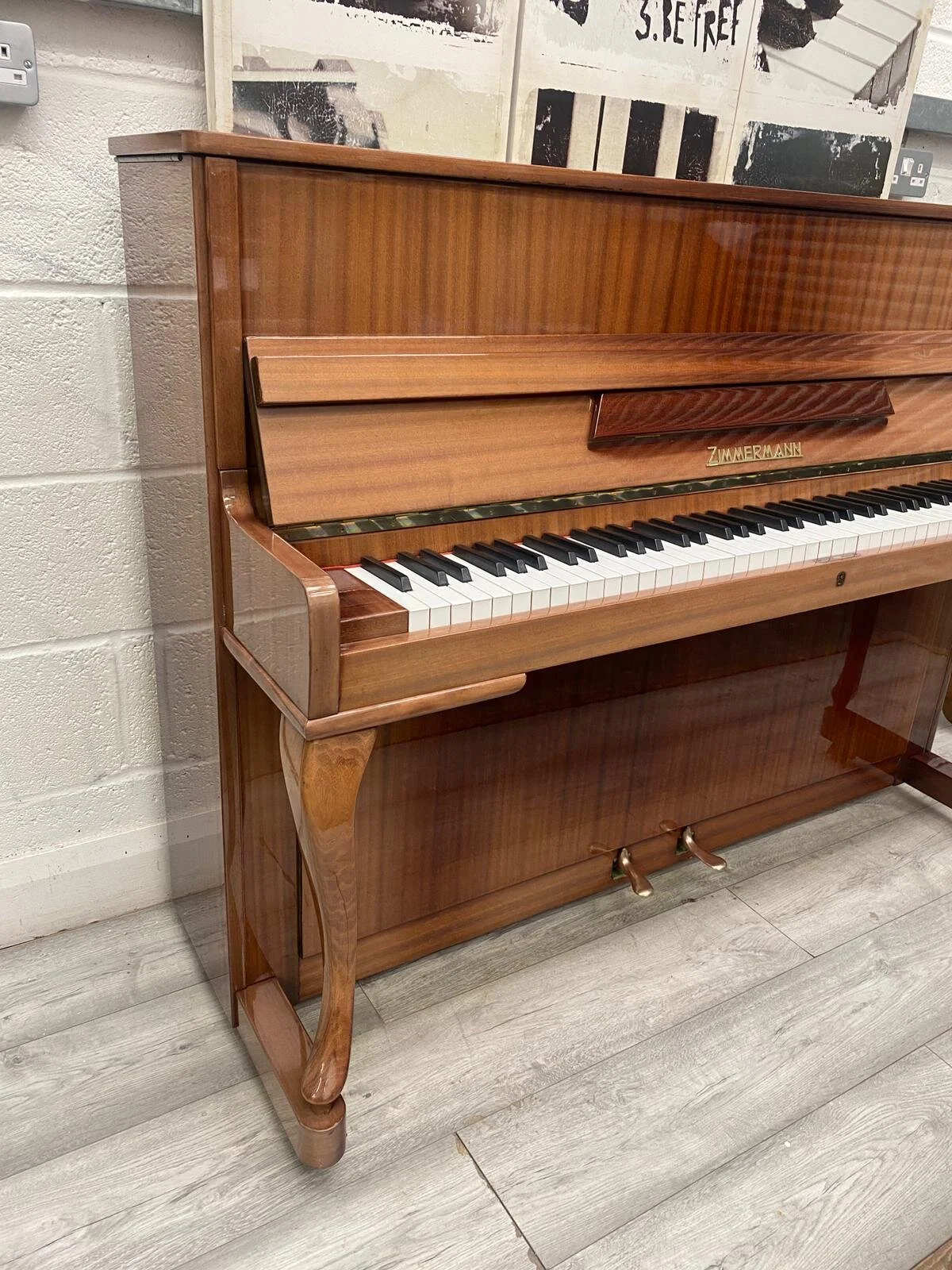 Zimmermann upright mahogany piano — Pianos Direct