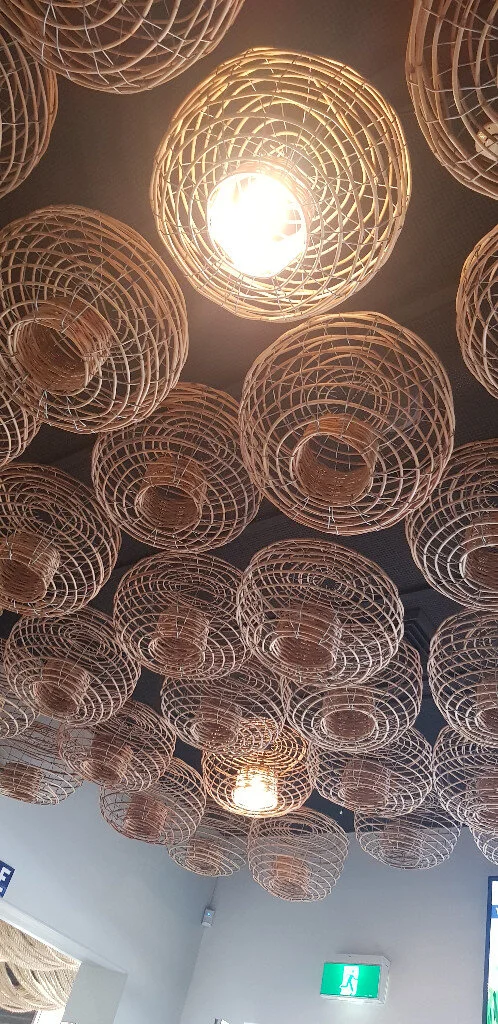 Ceiling cover lighting using standard size Lobster pots