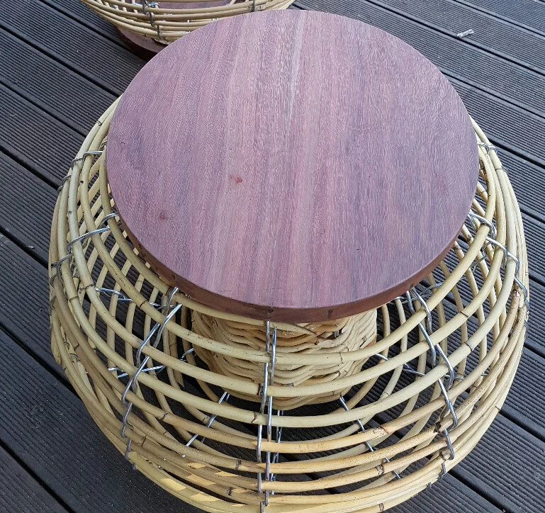 The Lobstool! Full cane neck for strength and stability. Hardwood tops.
