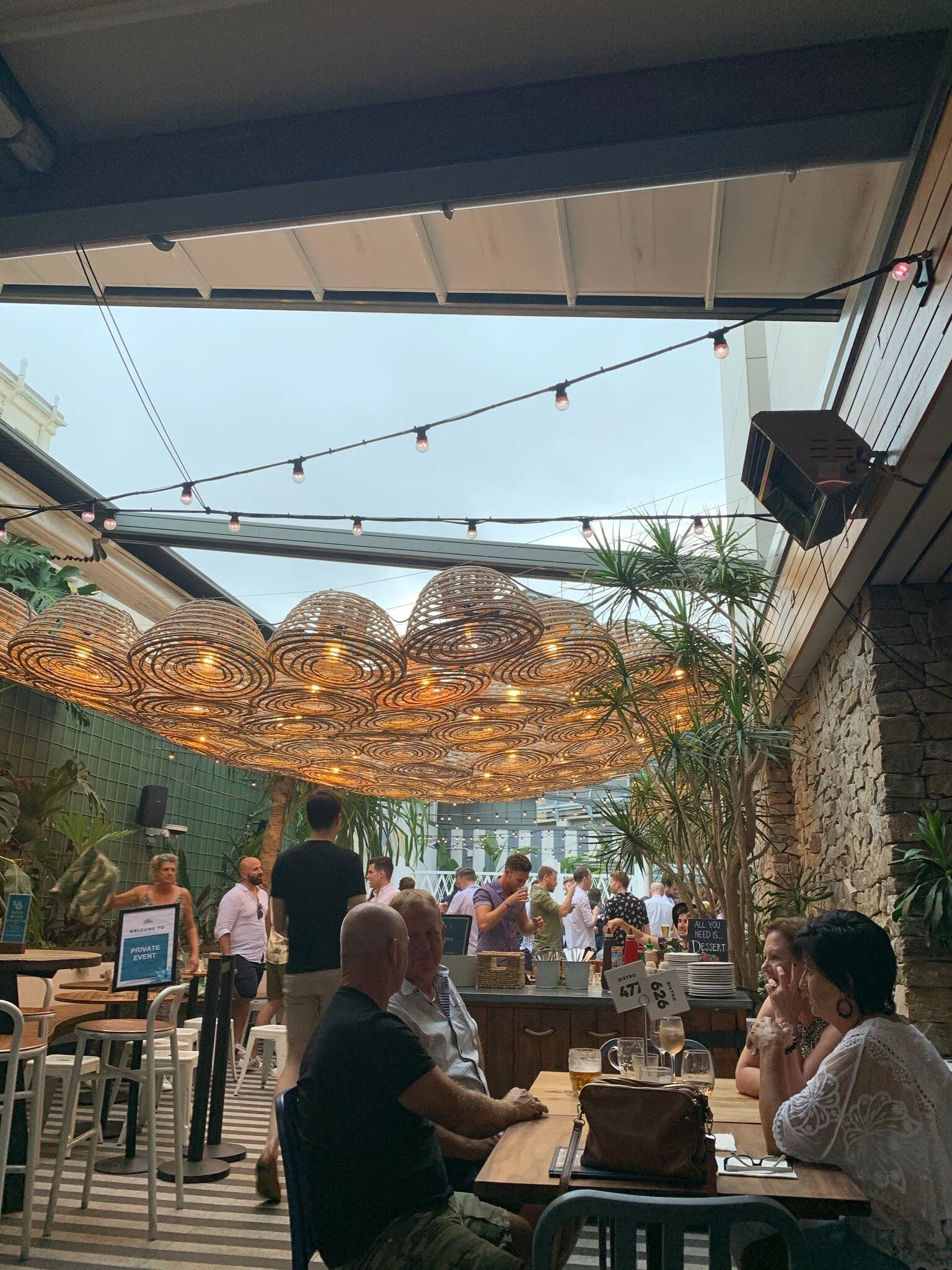 Lighting and decor lobster pots at the Ivinghoe Hotel, Manly, NSW.