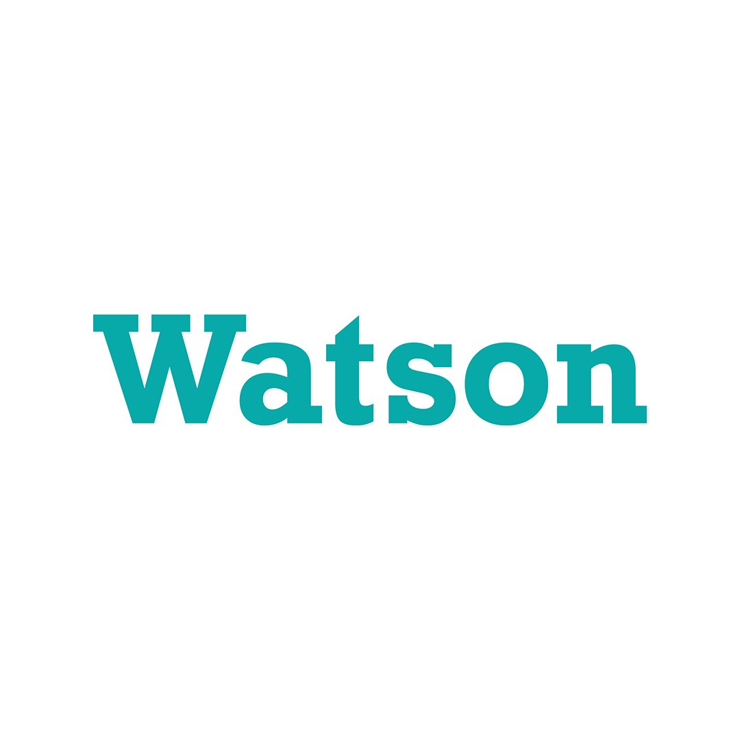 Logo with green text spelling "Watson" on a white background.