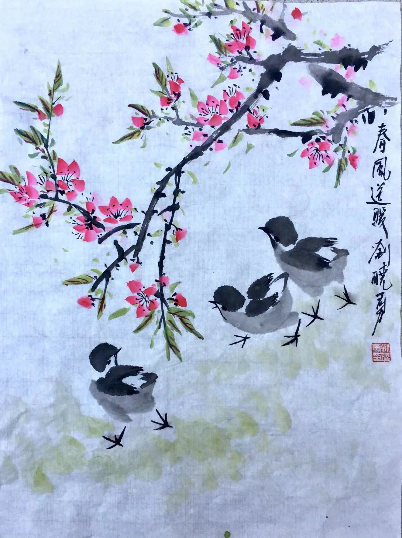 Online Chinese Brush Painting for Adults: Peach flowers and pink blossoms
