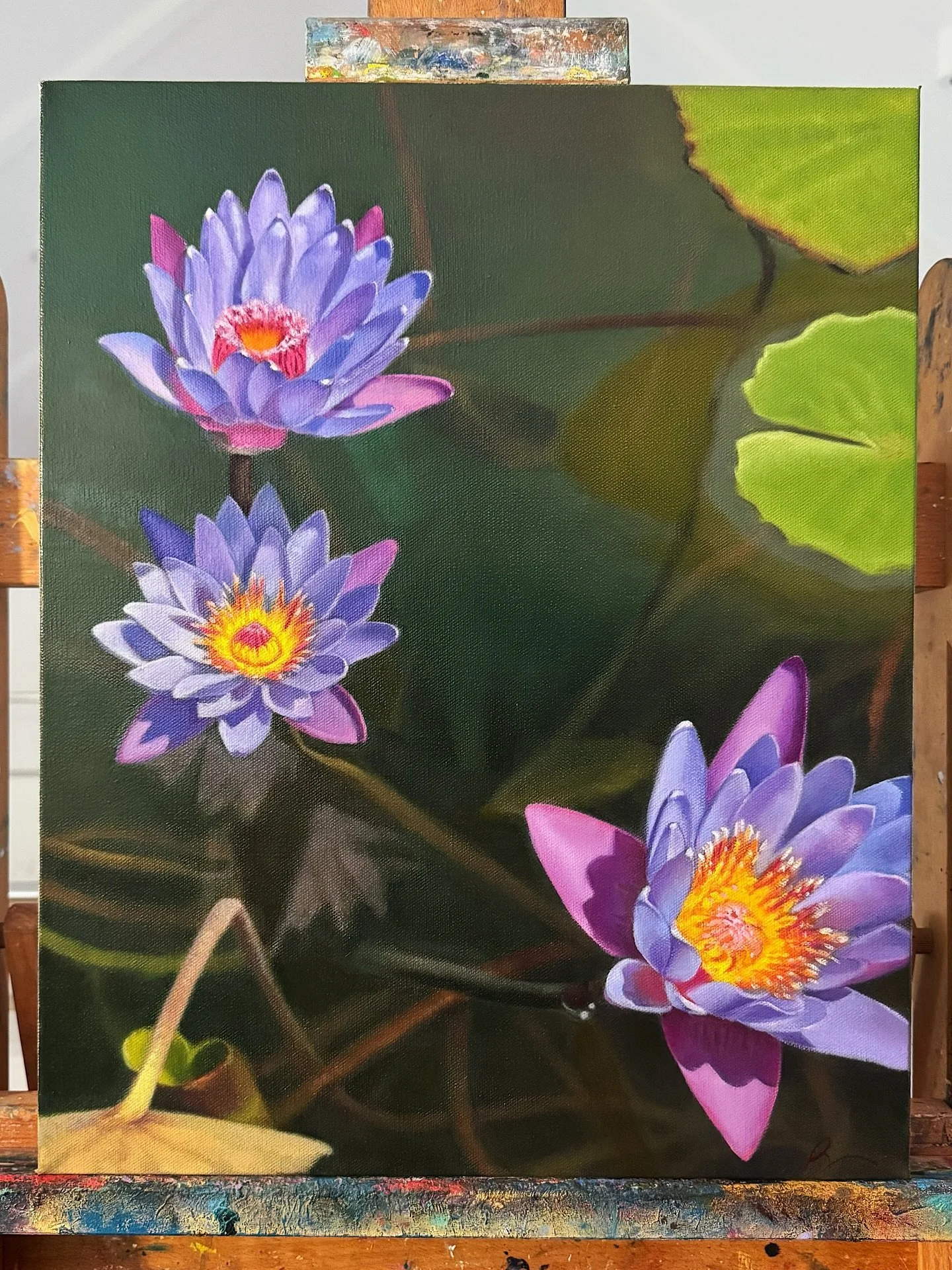 Honored to finish this commission, inspired by a moment at Marie Selby Gardens that held special meaning for a wonderful collector and his wife.

The layers of reflection and light were such a joy to explore - purple is a beautifully complex color an