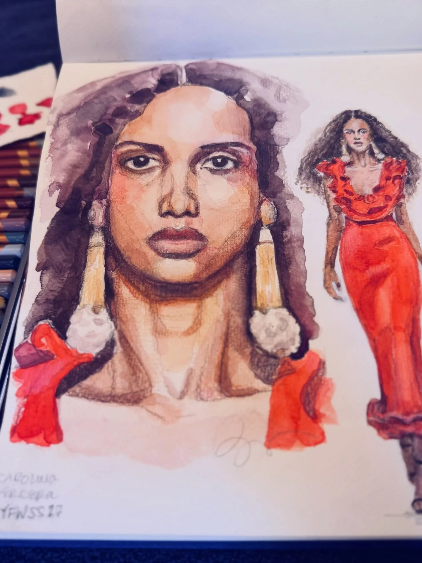 @carolinaherrera 
NYFW SS27
&hearts;️
Watercolor 
Graphite
Color Pencils