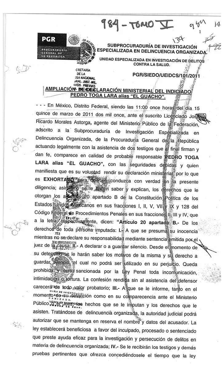  Ampliación de declaración de El Guacho ante la fiscalía, realizada el 15 de marzo de 2011. 