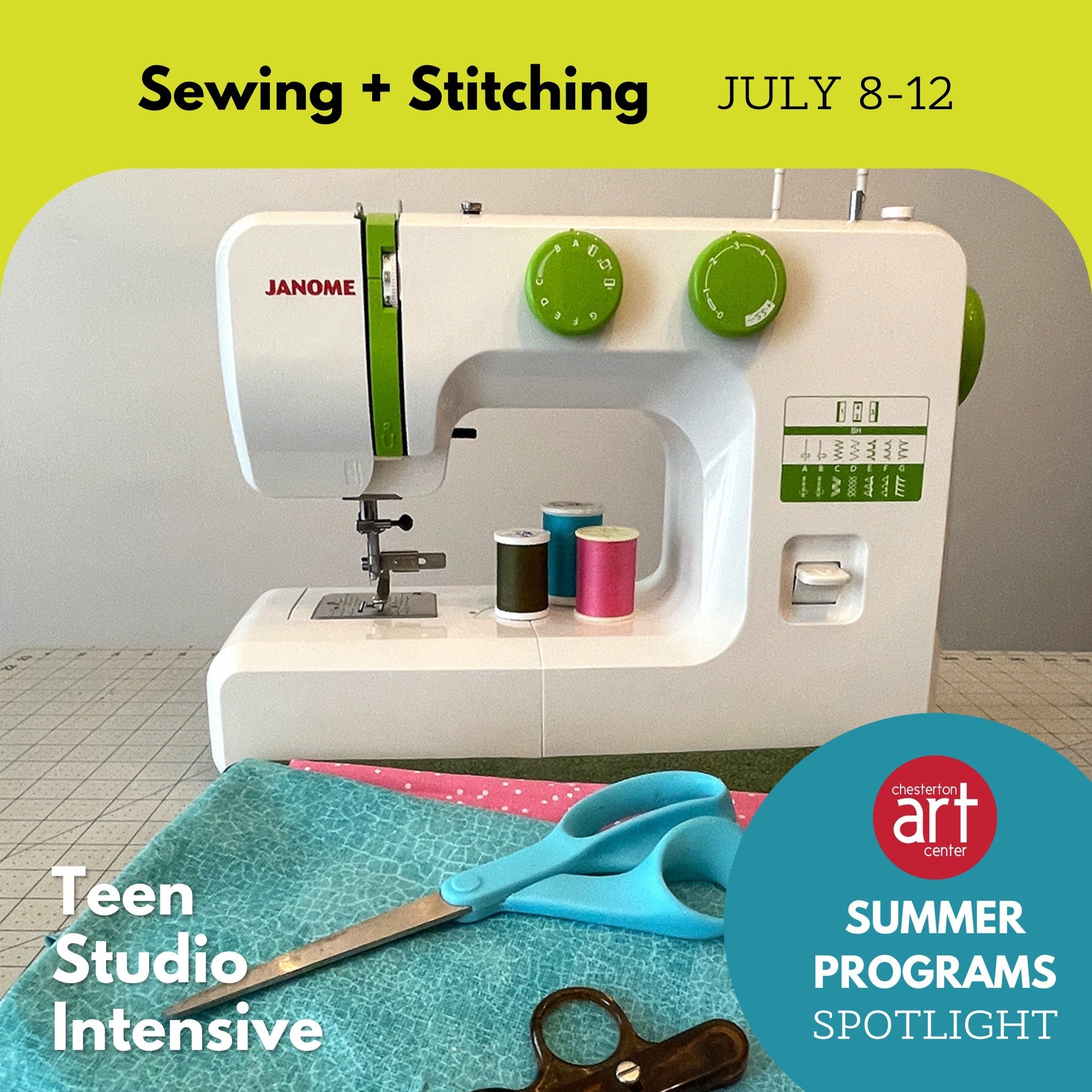 NEW to our 2024 Summer Programming are Teen Studio Intensives! This week's spotlight is the Sewing + Stitching Teen Studio Intensive, perfect for fashion-enthused teens who are looking to learn to sew.

🟢 Teen Studio Intensive: Sewing + Stitching / 