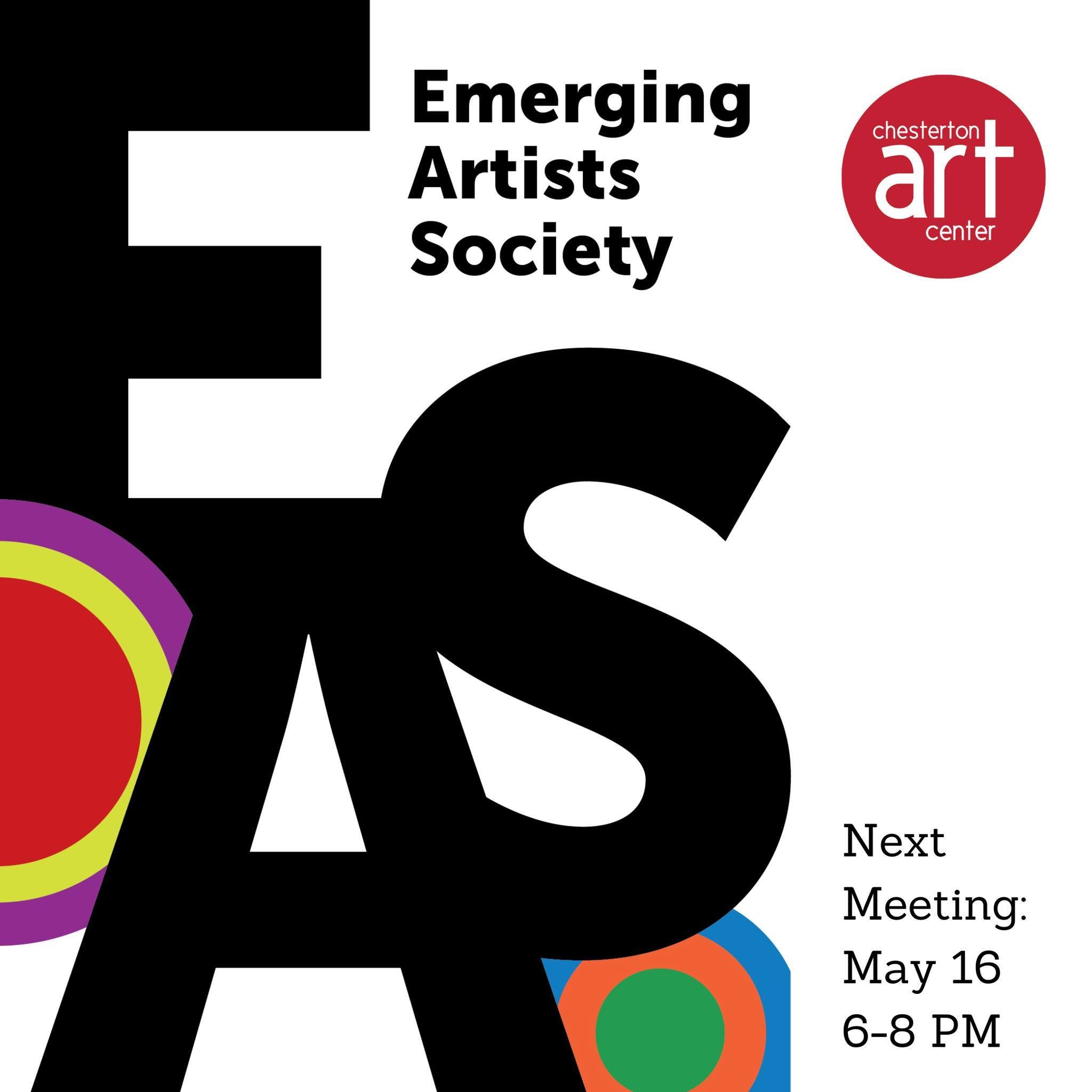 Reminder! The next EAS meeting is Thursday, May 16 from 6-8 PM at CAC.

At this meeting, artists will partake in 2 separate activities, starting with an open forum discussion about upcoming shows/opportunities, discussing what being a &quot;professio