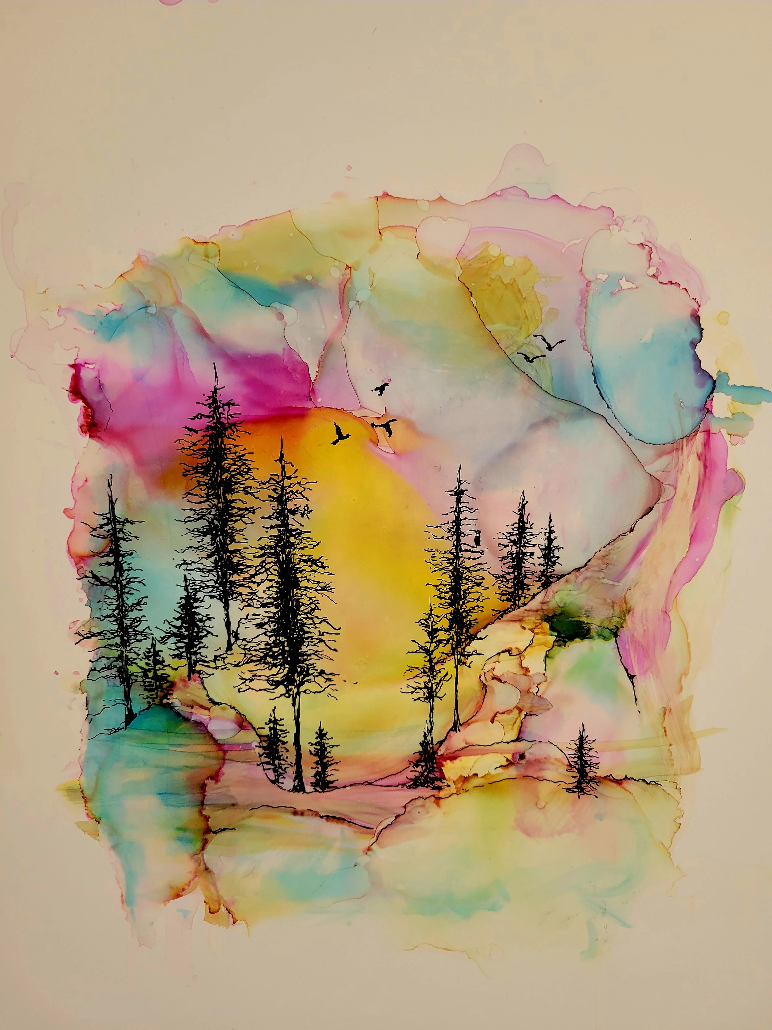 Alcohol Ink Landscapes/ August 15