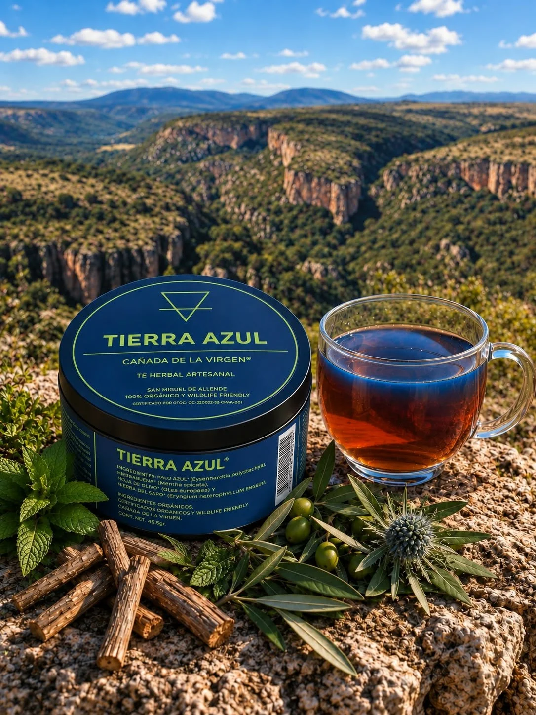 Té Tierra Azul con Palo Azul