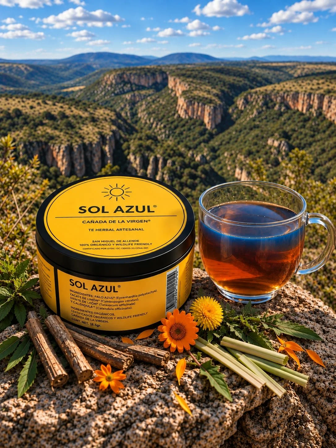 Té Sol Azul con Palo Azul