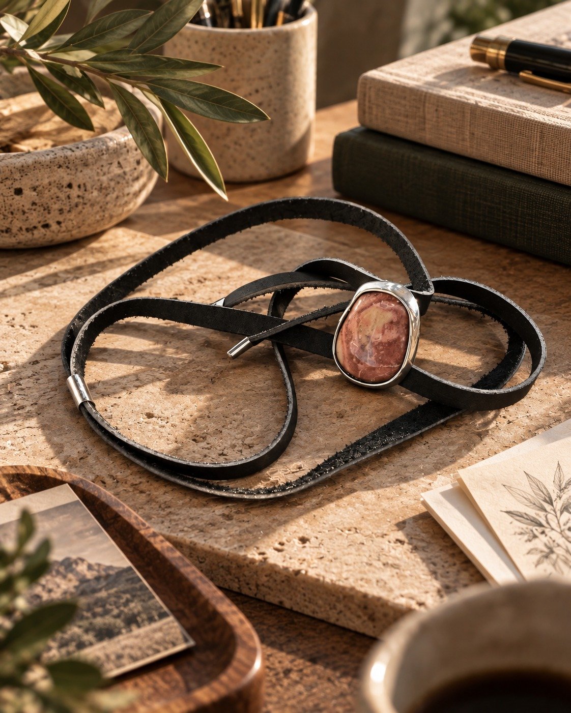 Dije Pebble con Cordón de Eco-cuero y Plata Sterling 925
