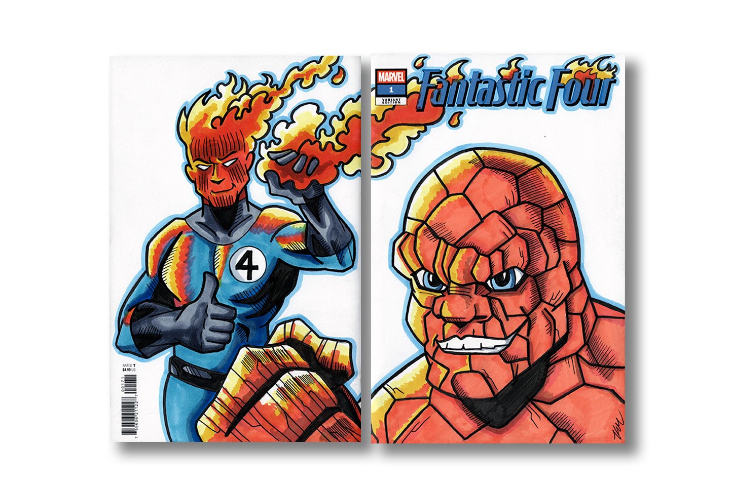 Fantastic Four Sketchcover drawn in ink and marker by Kevin Maher