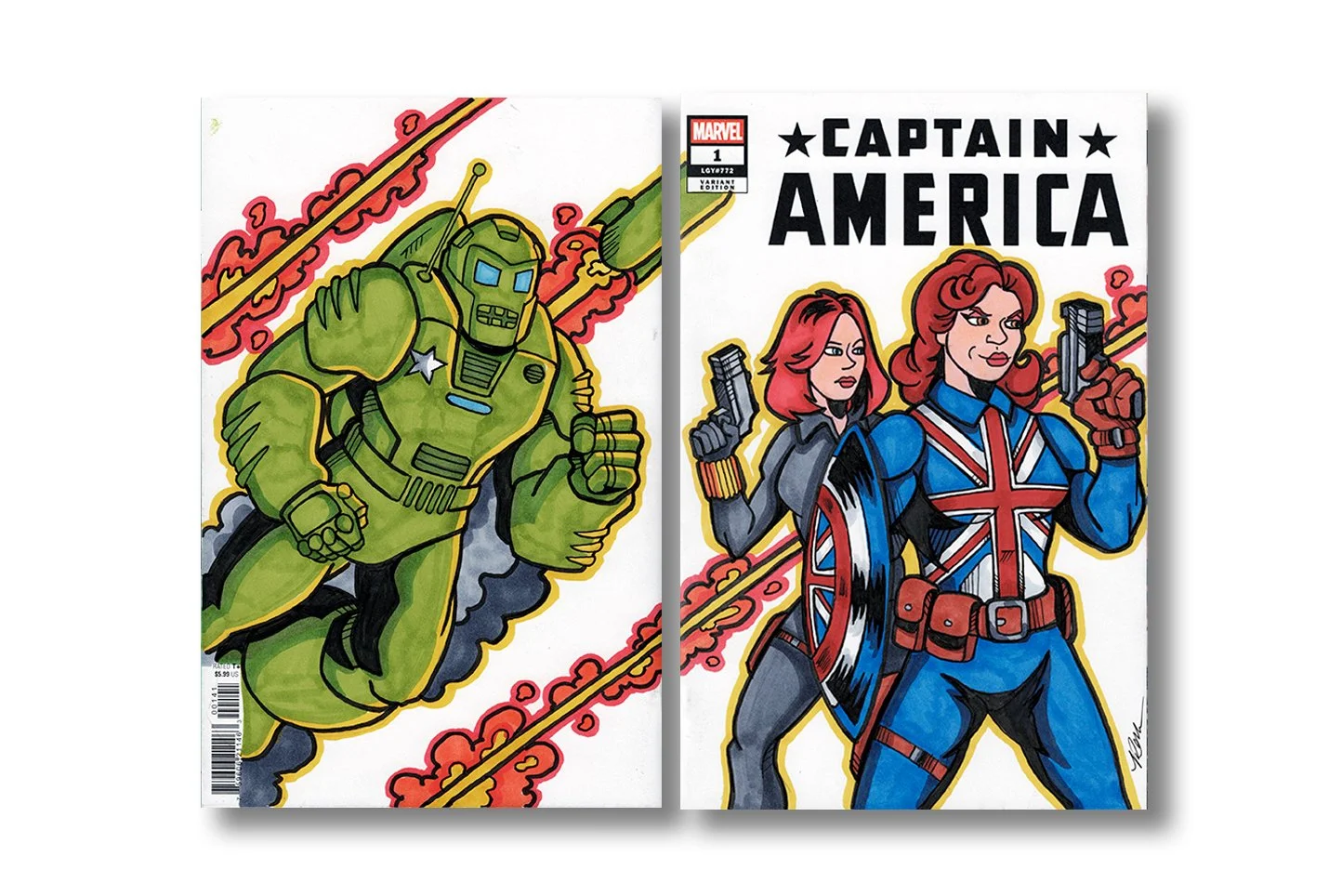 Captain America Sketchcover drawn in ink and marker by Kevin Maher
