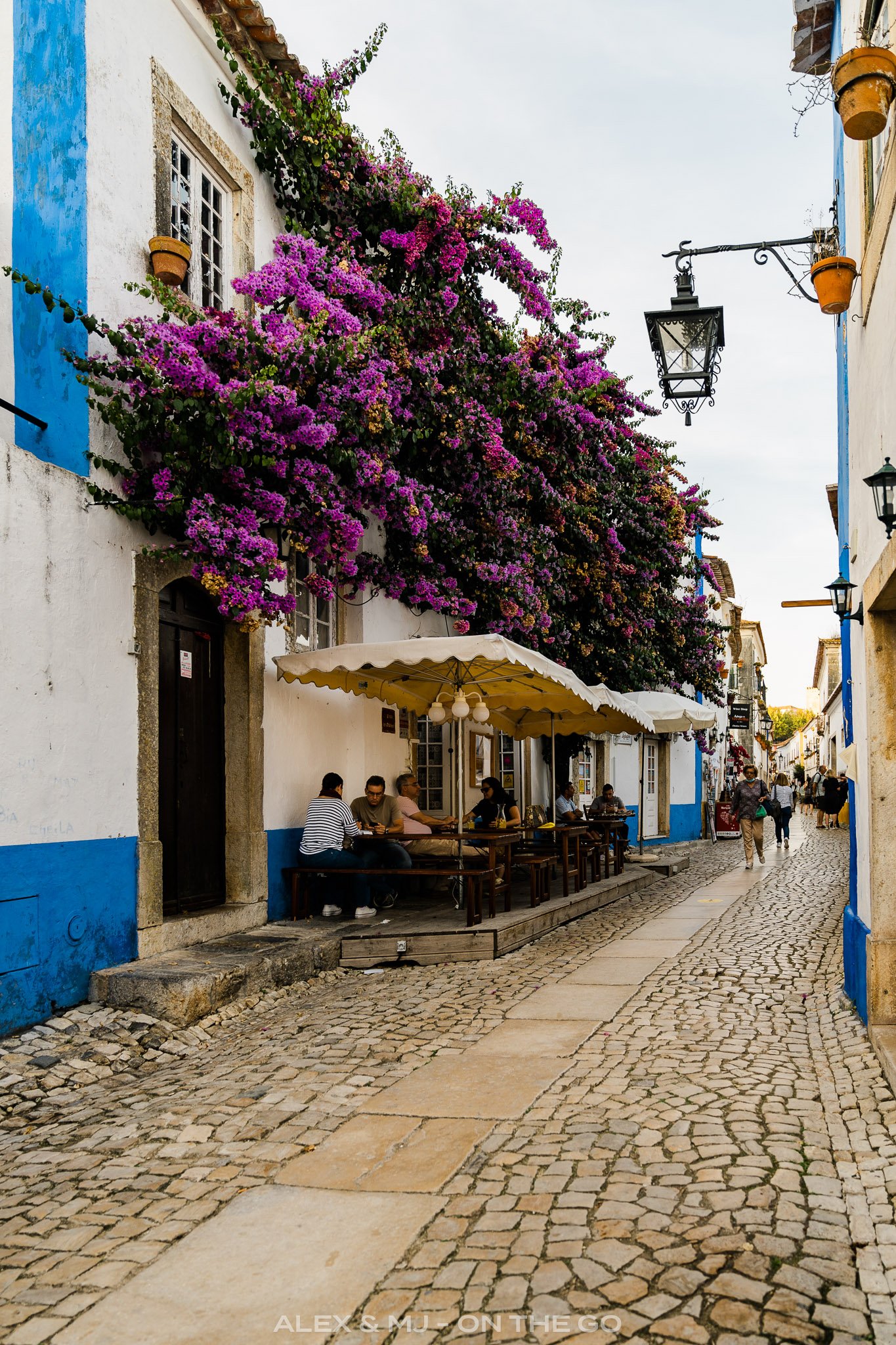 Alex-MJ-On-the-GO-Portugal_itinéraire_Obidos_dans les rues_fleurs mauves.jpg