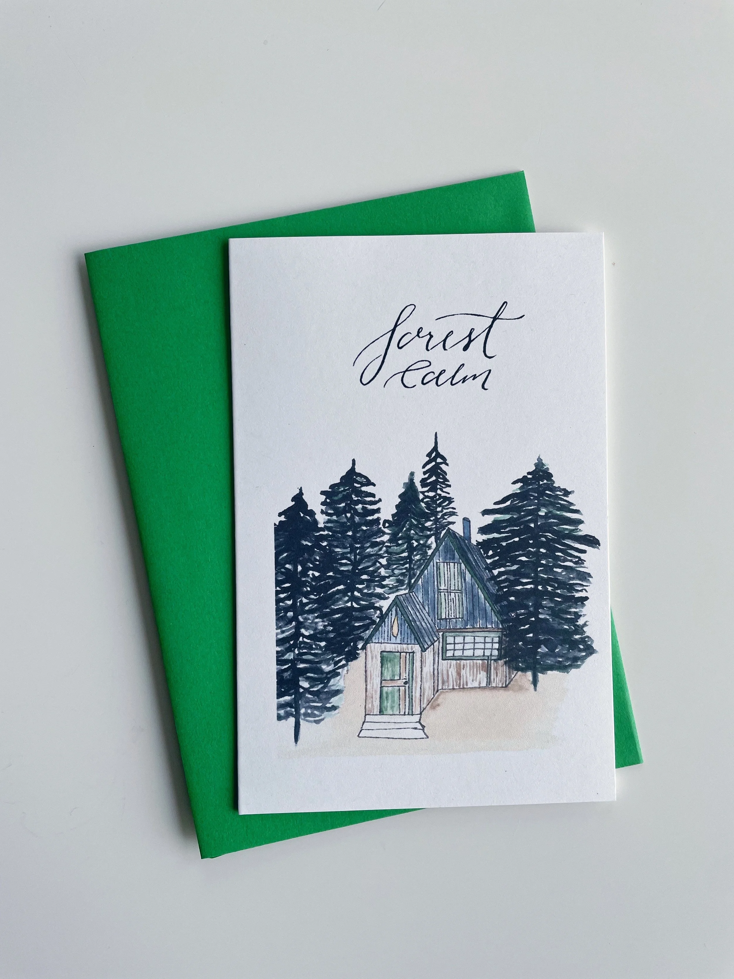 StudioReta DIY watercolor Greeting calm forest