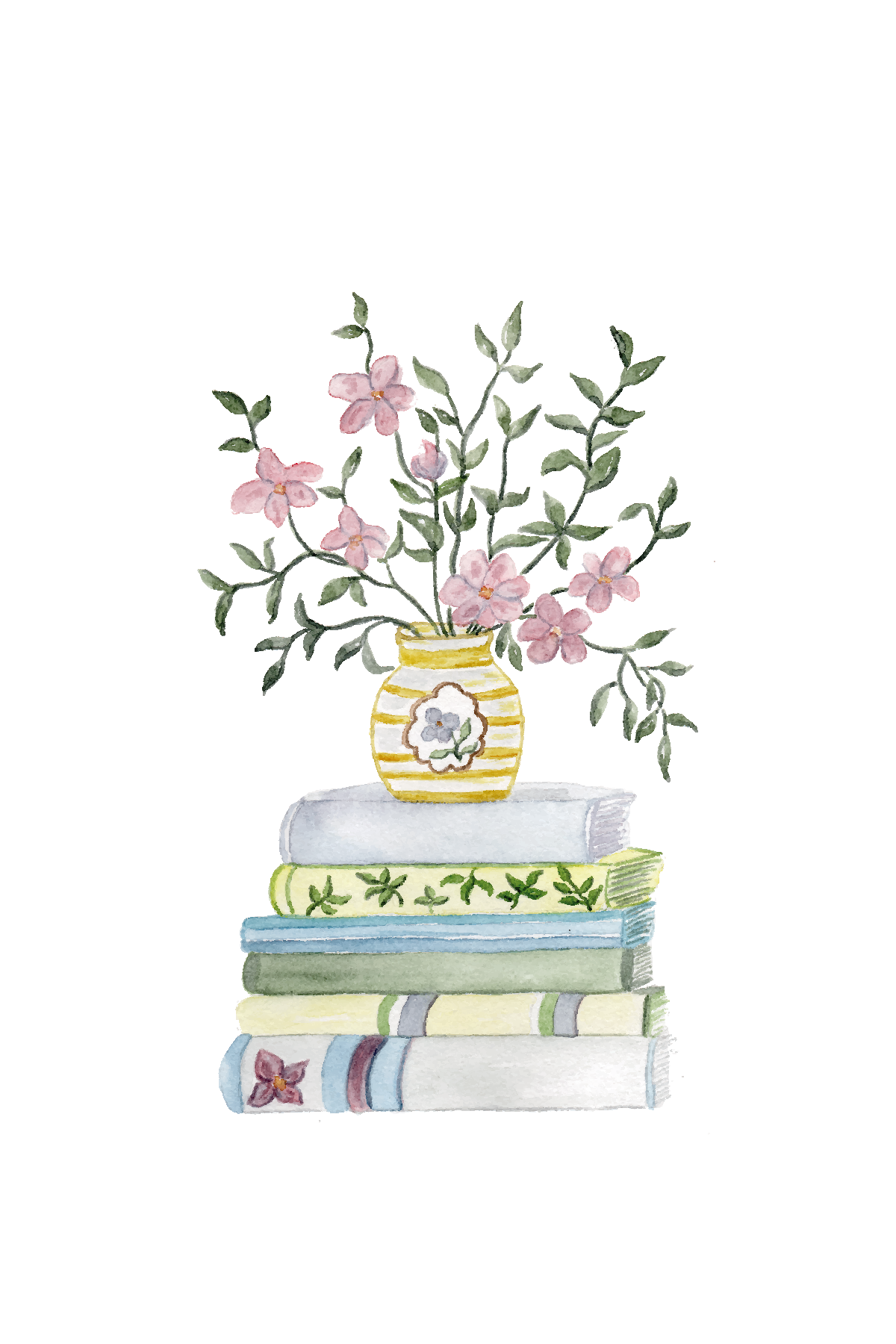 Books and flowers ~ Vintage inspired greeting card