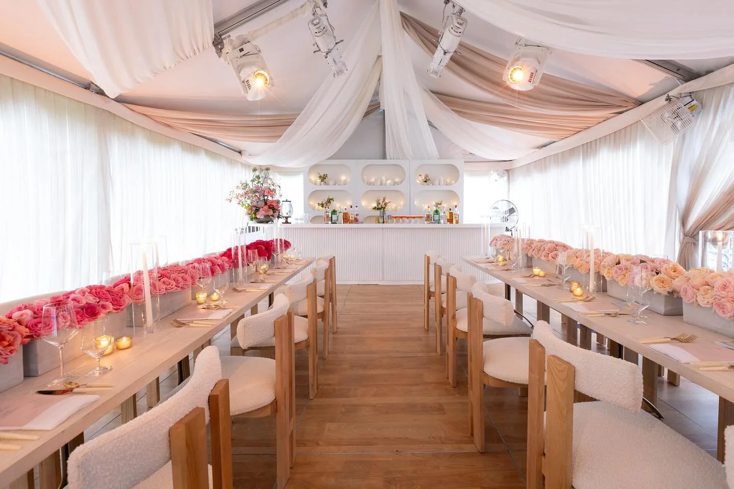 Part I: The Prelude ✨
Pink blooms. White backdrop. Candlelight for days. Celebrating Ali, night one.

(*Stay tuned for Part II &mdash; spoiler: expect glitter!🪩)

Three cheers to: @space.design.lab @nidlamartin13 @peakeventservices @formcreativeserv