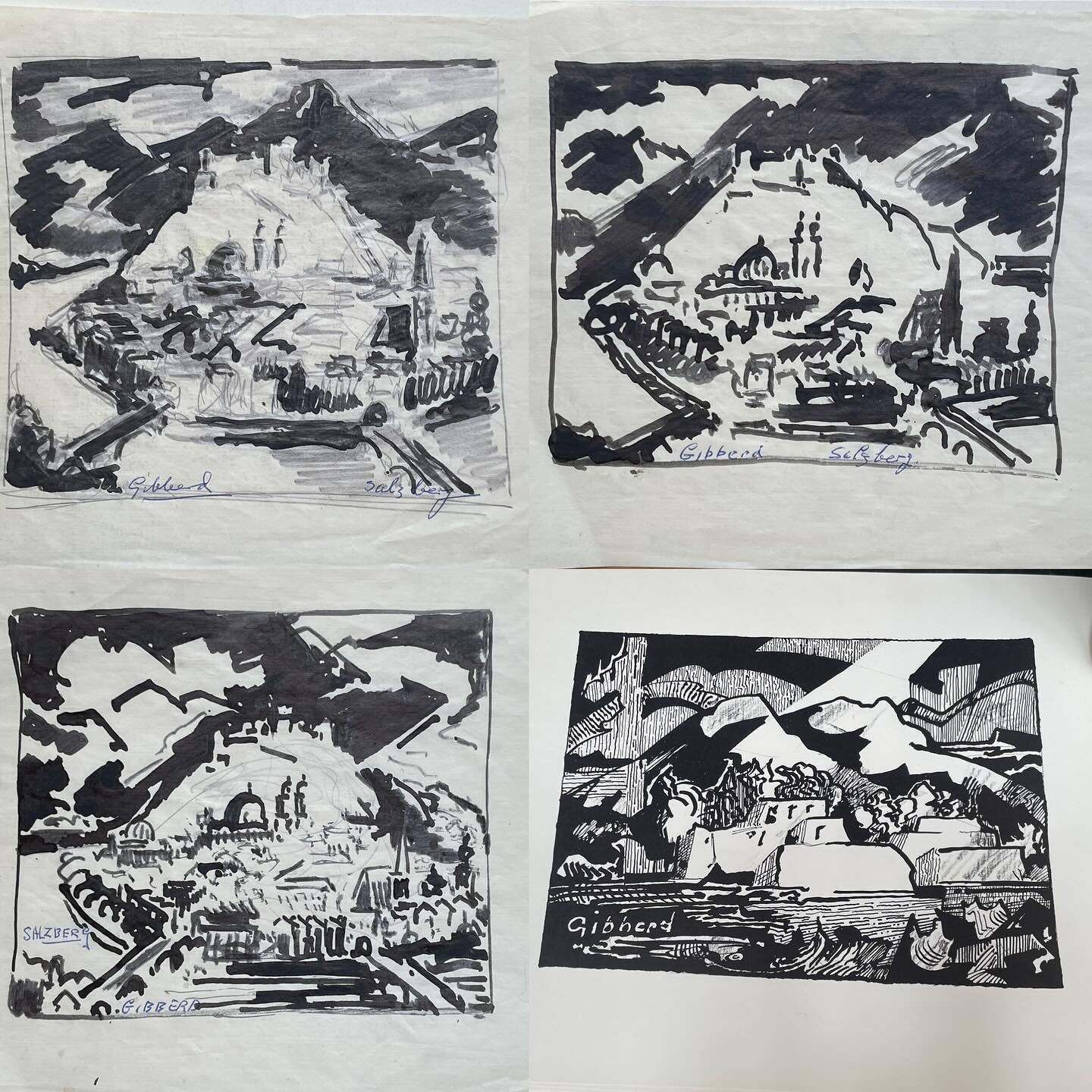 One of the Gallery A founders in 1960 was the artist Eric Gibberd #gibberd #taosartist along with a few copies of his #openedition #woodcutprint of #taosmountain (one is framed, they are signed in the plate) there are 3 signed #penandink drawings on 