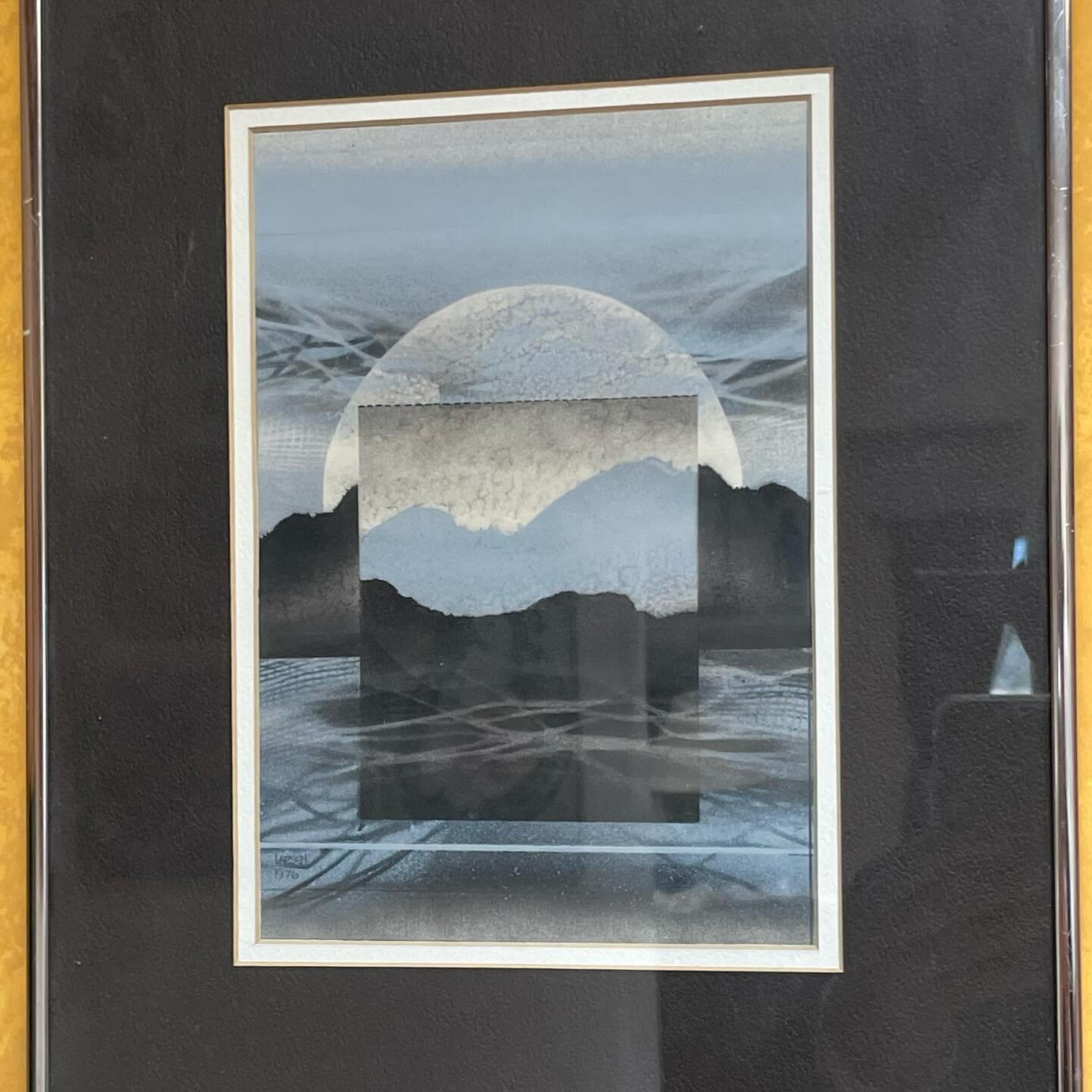 Fran Larsen dated 1976 signed and dated 12&rdquo; x 15&rdquo; frame size #santafe a rare early #zenlike work of art by Santa Fe artist Fran Larsen, I consider it a #landscape collage? Not at all aware of her technique here. #santafenewmexico she was 