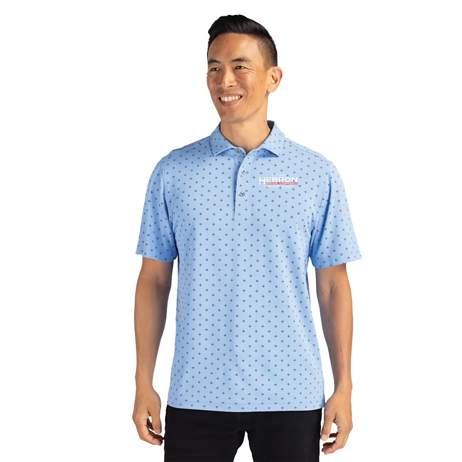 Cutter & Buck Virtue Recycled Tile Print Featherlight Pique Mens Polo