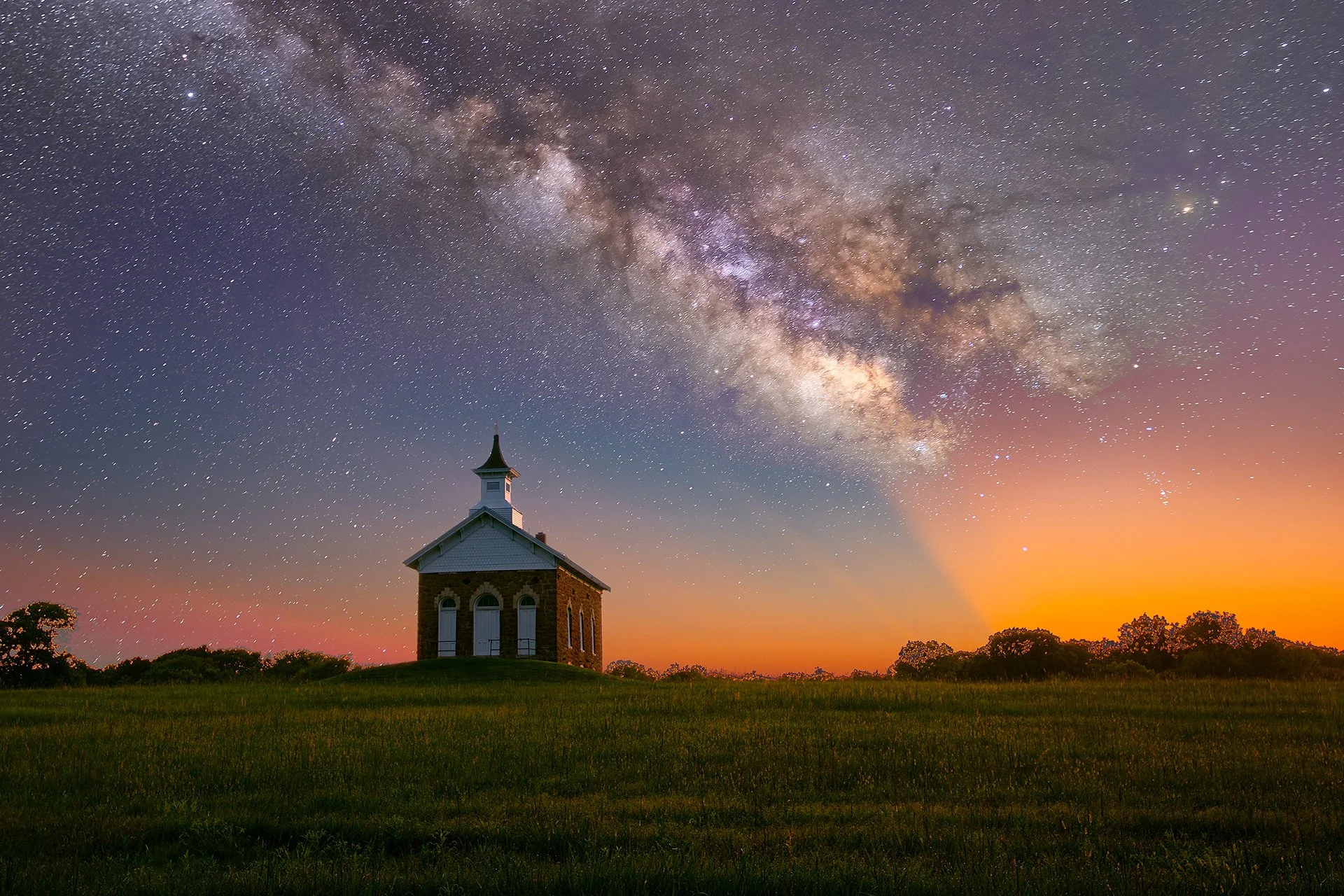 Sunset over Kansas Church, 2020