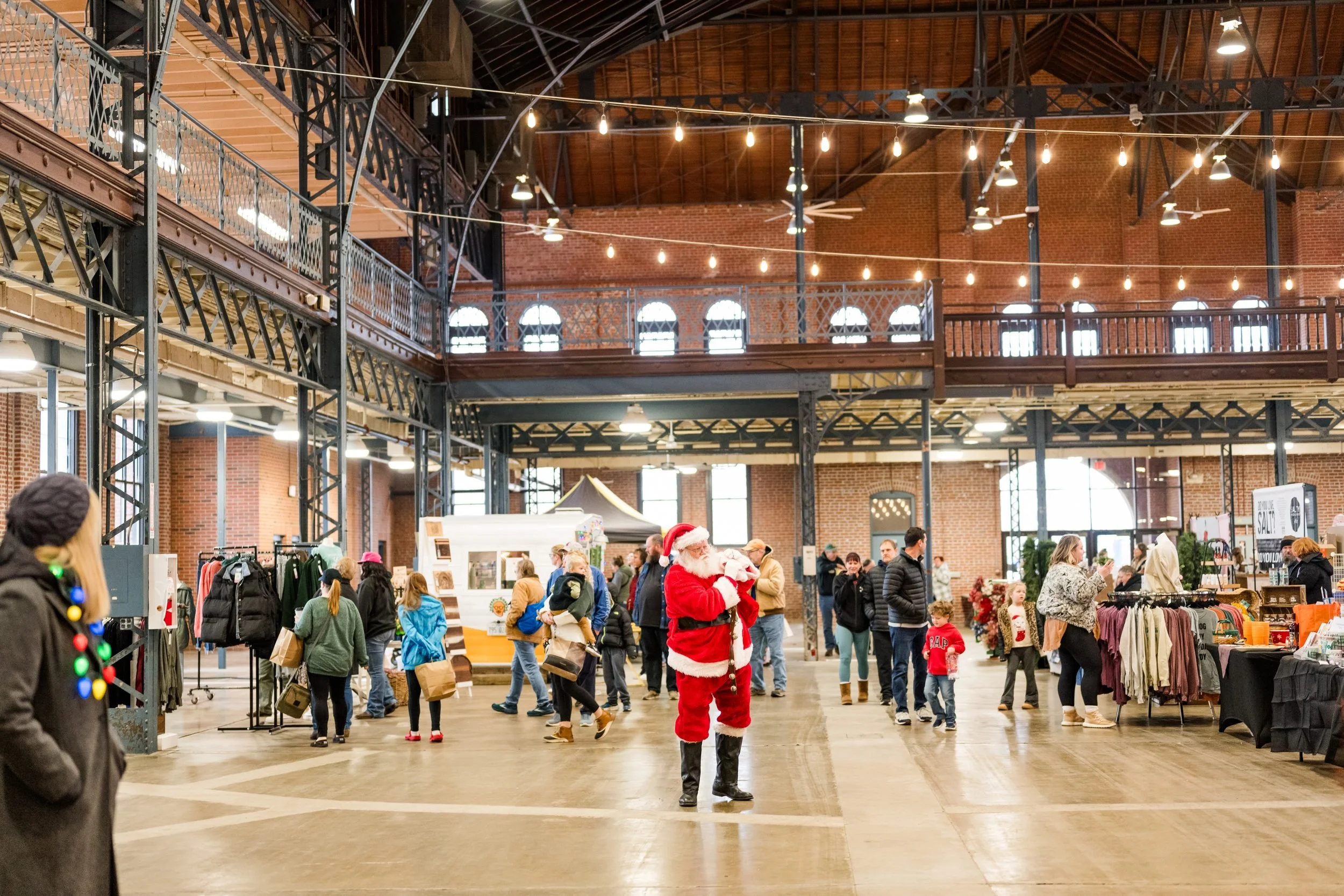 Shoppers and Santa at the Illinois Local Small Business Saturday Holiday Market in Springfield, Illinois