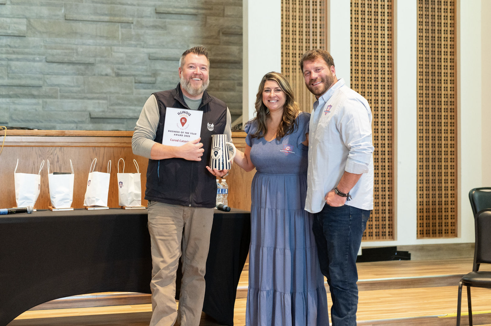 Cured Catering receives the Illinois Local Business of the Year Award 2025 at the Illinois Local Annual Awards