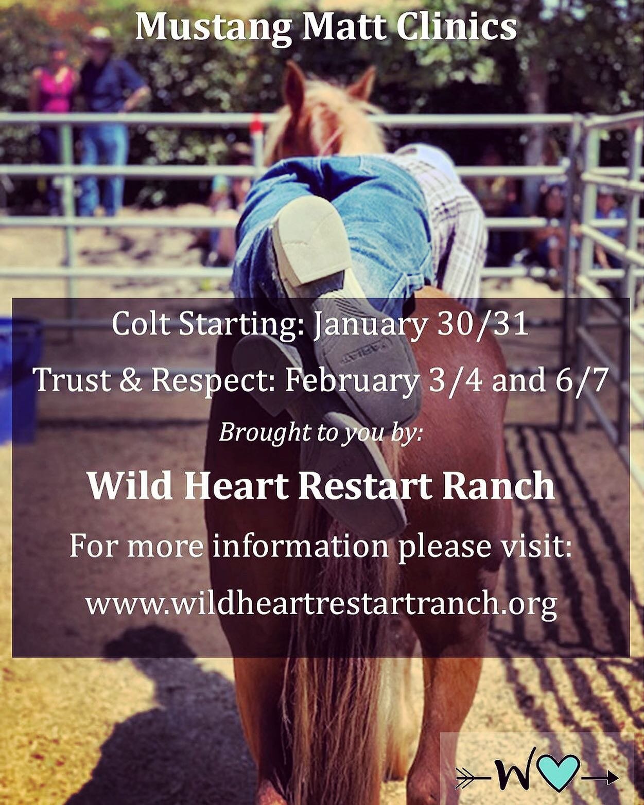 Here we go!!! 🐴 

If you&rsquo;ve been itching to get out and participate in a clinic, we got you! Mustang Matt is coming back to California and we couldn&rsquo;t be more excited!

Please head to our website for all the details:

www.WildHeartRestar
