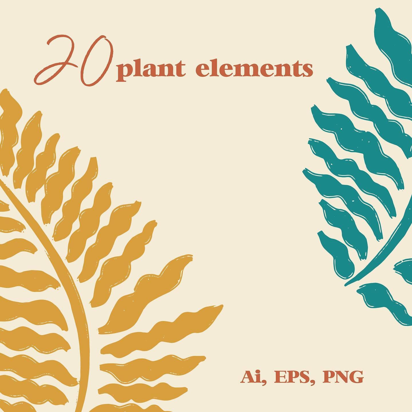 20 plant elements for you 🌱✨ I created these hand drawn textured elements for you to use in your own branding and marketing! You can get them in Ai, EPS an PNG format. Also you can easily change the colors in Adobe illustrator! It is available on my