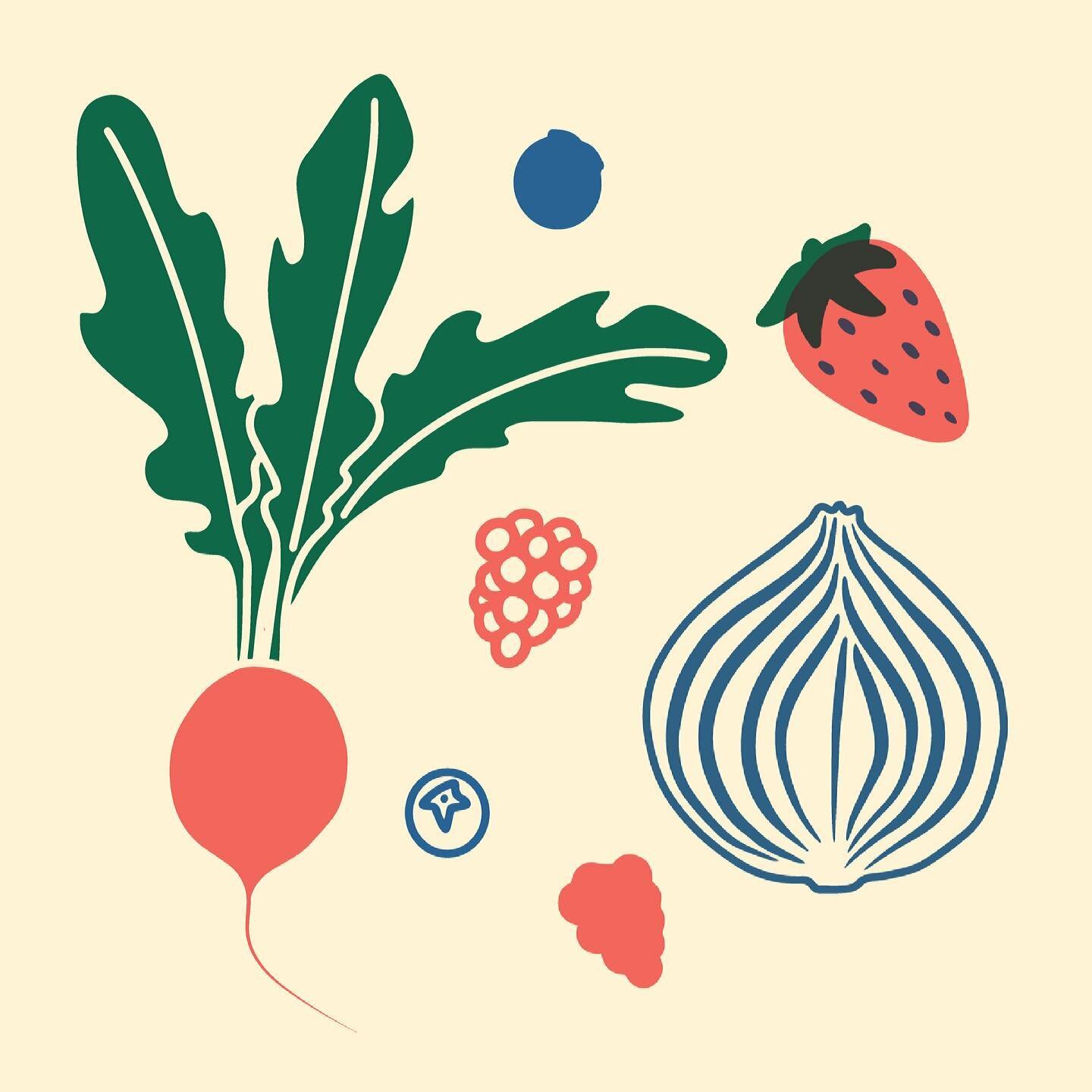 Fruits &amp; veggies 🥦🌱🍓 
.
.
.
.
.
.
.
.
.
.
.
#illustration #freelanceartist #createcultivate #creativeladydirectory #mycreativebiz #onegirlband #retrographic #retroicons #veggies #fruit #discoverunder5k #dreamersanddoers #graphicdesign #posterd