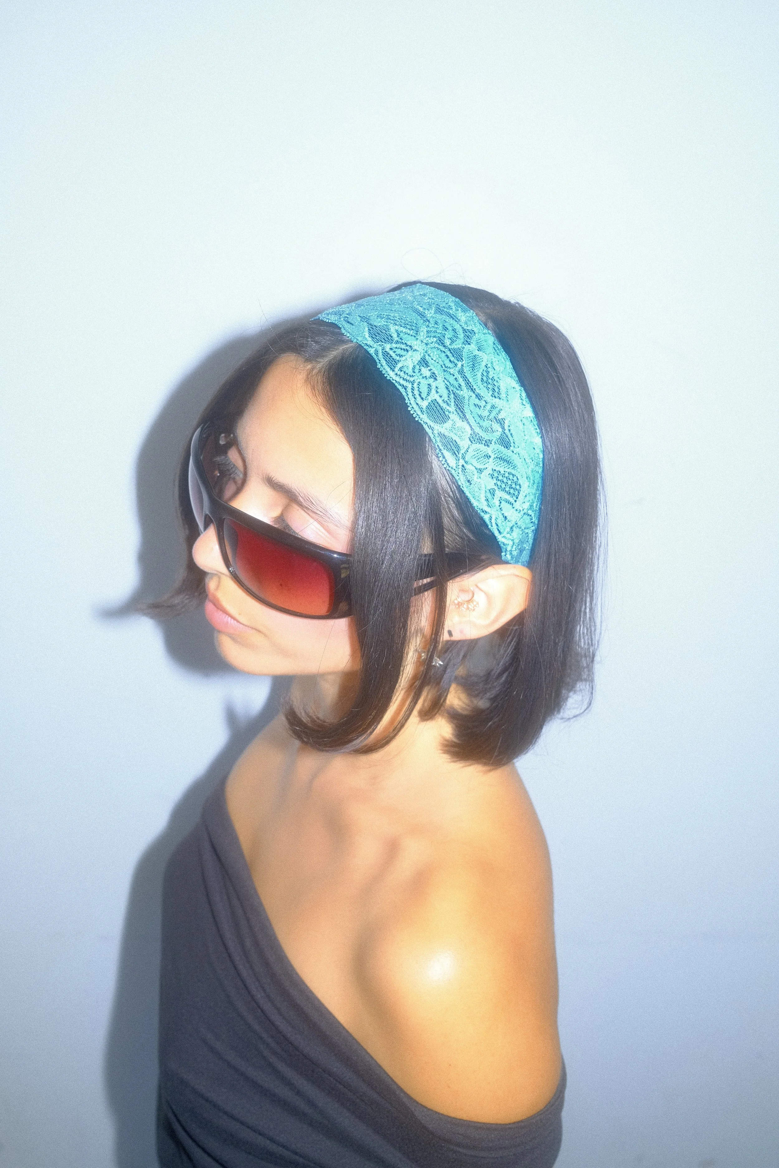 The Lace Headband in Aqua