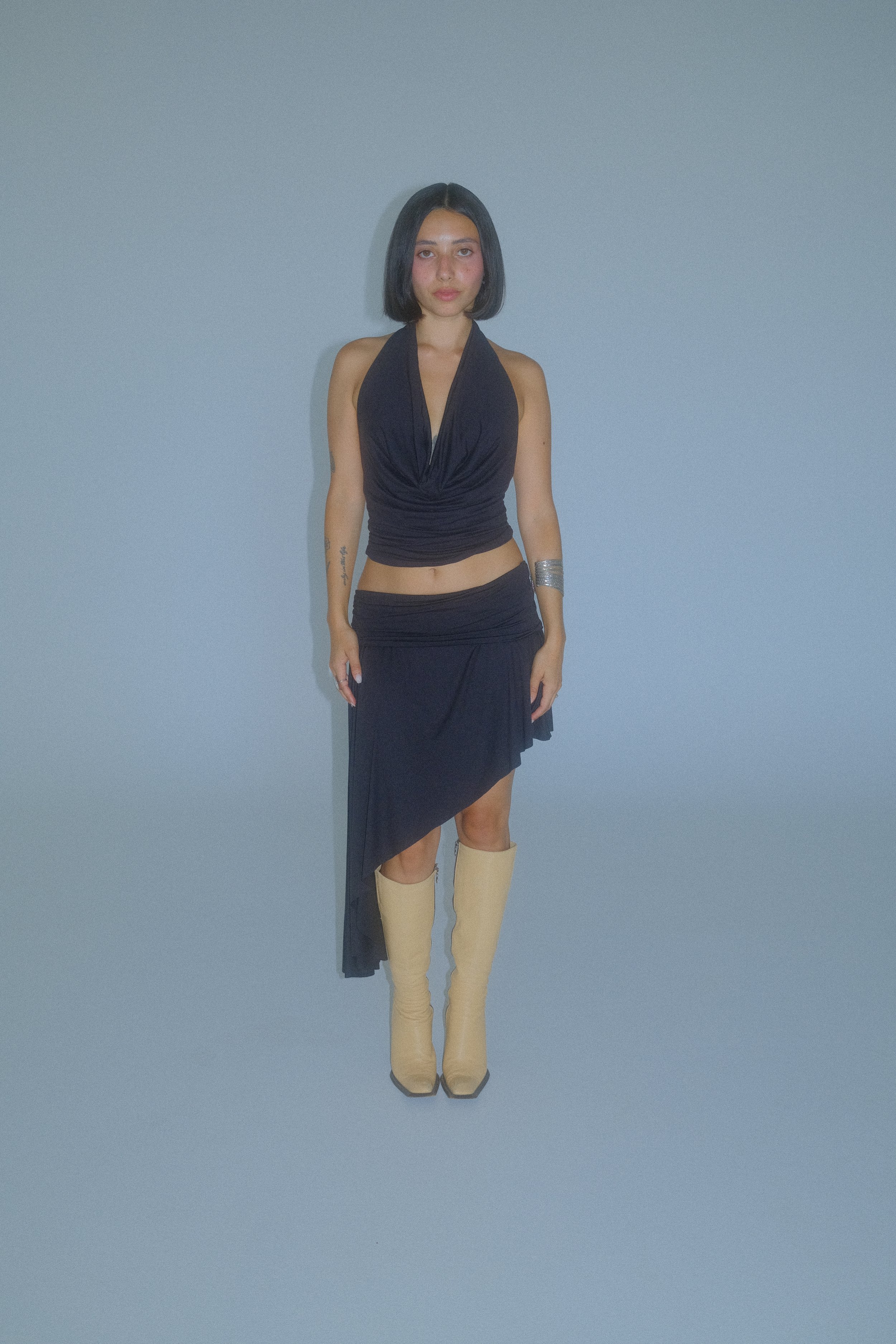 The Multi Wear Cowl Neck Halter in Black