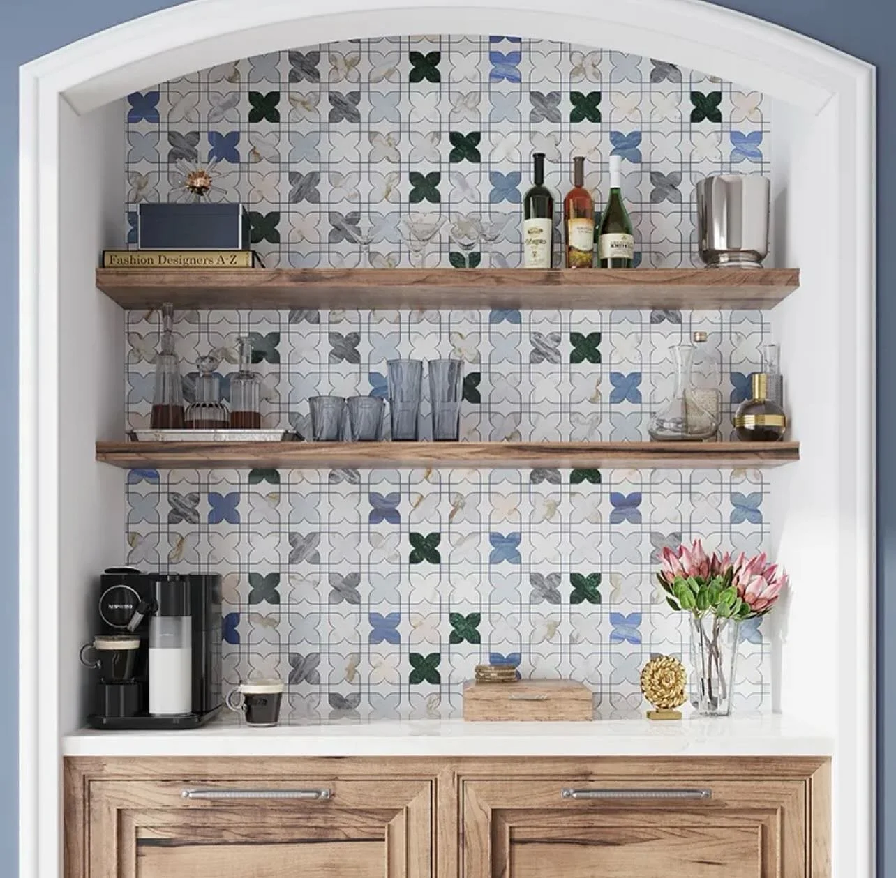 Just a hints of color make this coffee bar so happy!