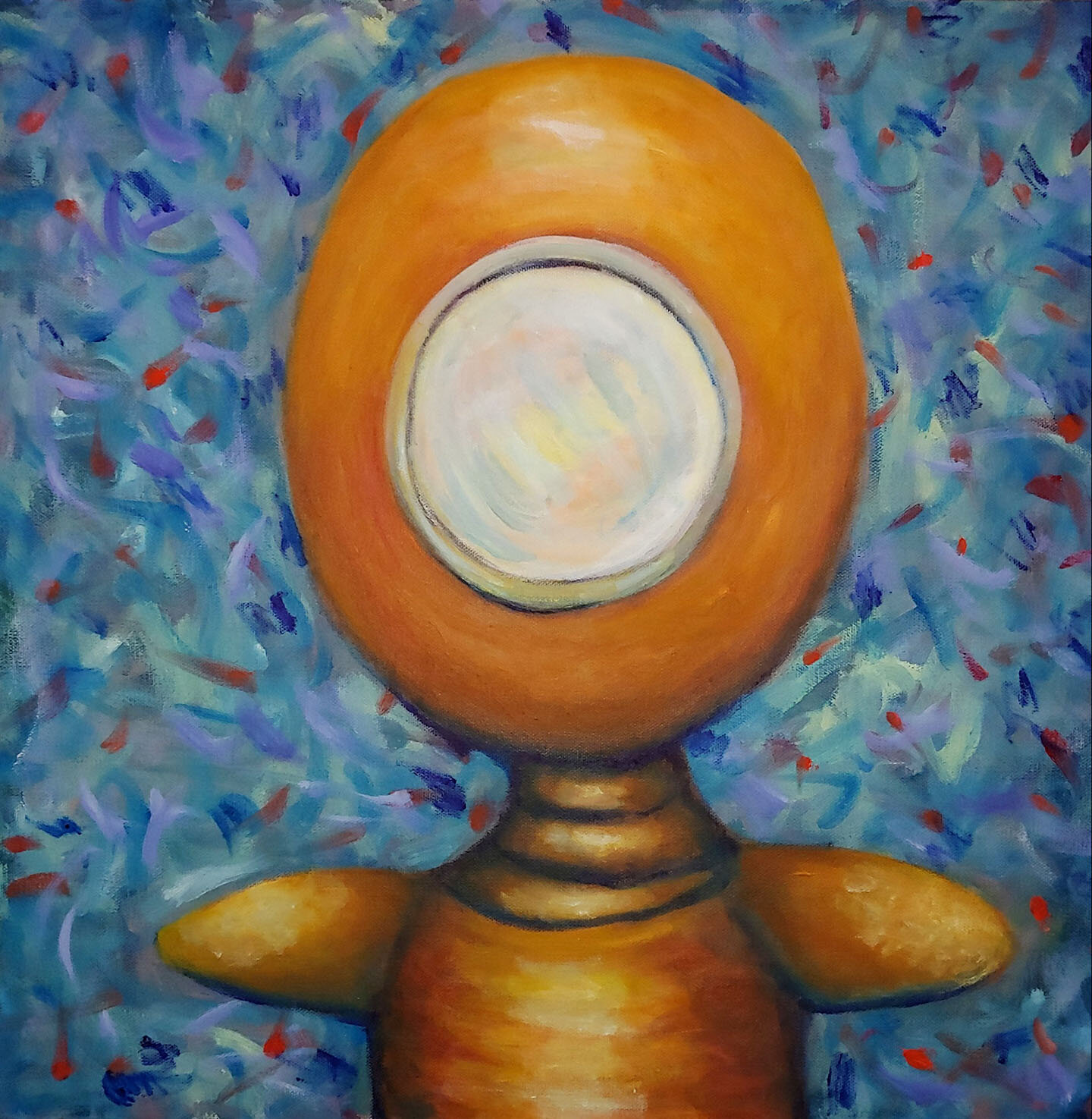 "Arm-less Robot" Oil on canvas. 20 x 20 in. 2017.