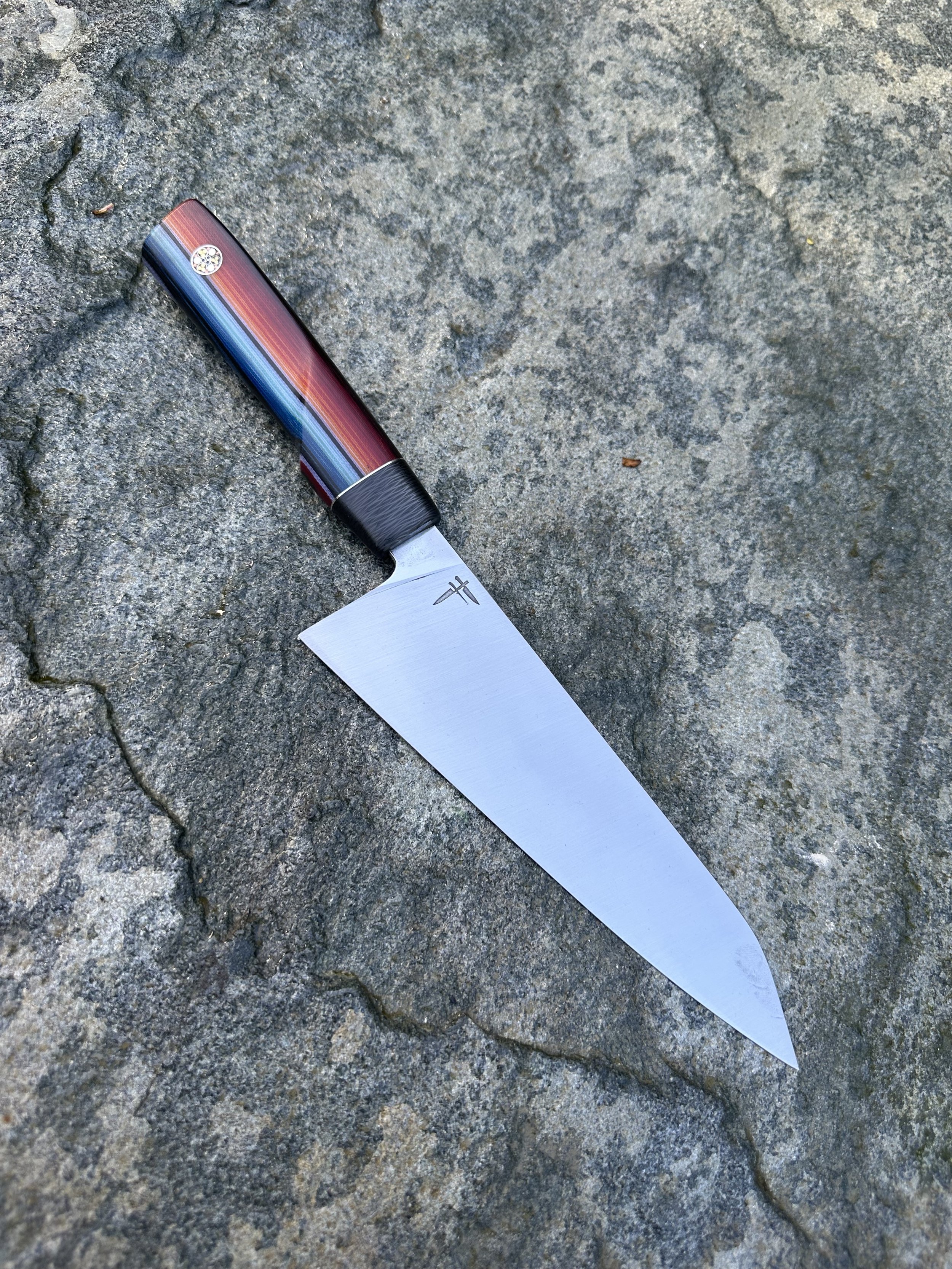 #28 - Hidden tang - Kiritsuke - "Mexican Blanket" Micarta - 14C28N - 7"