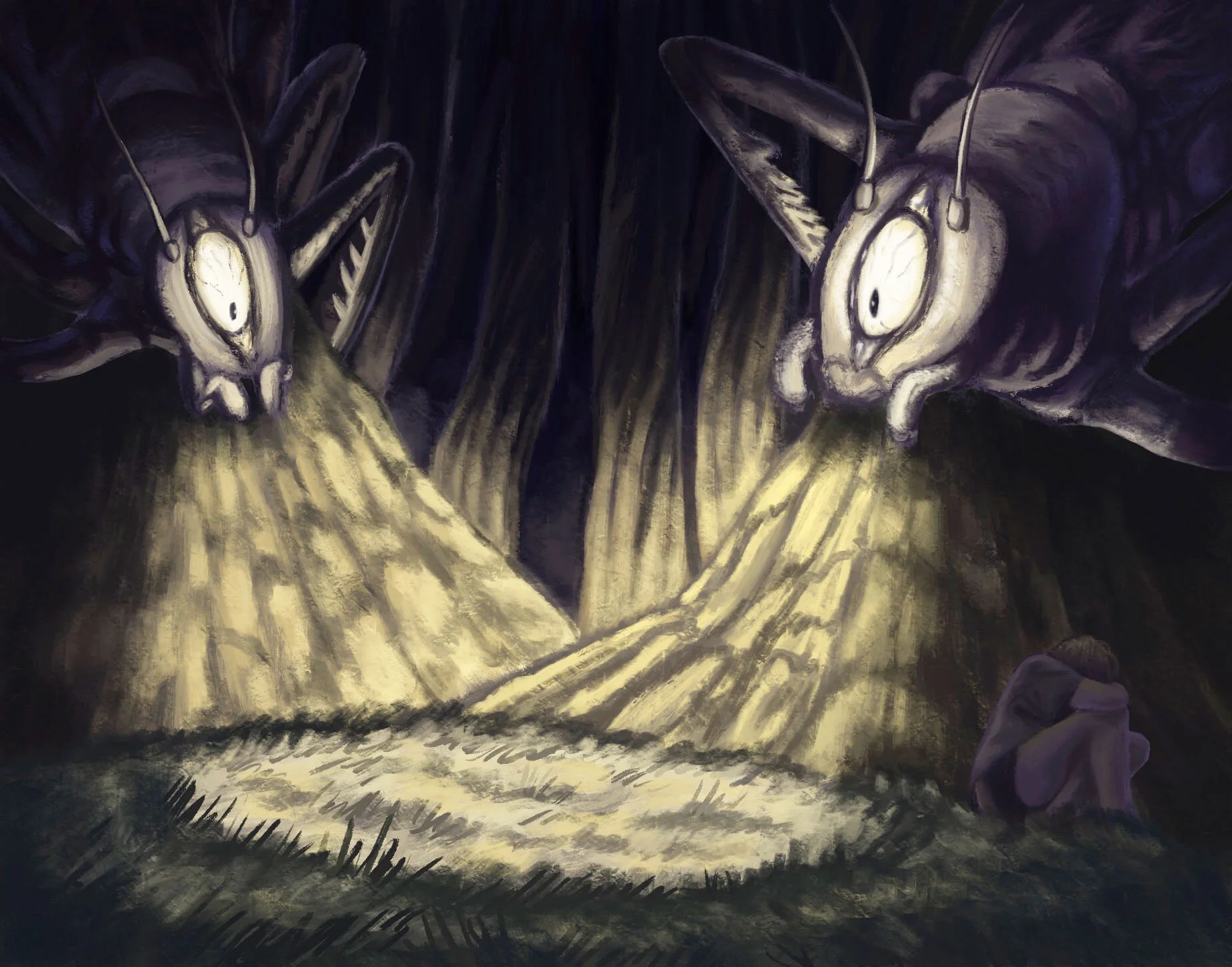 A horror themed illustration based on the fear of being watched.