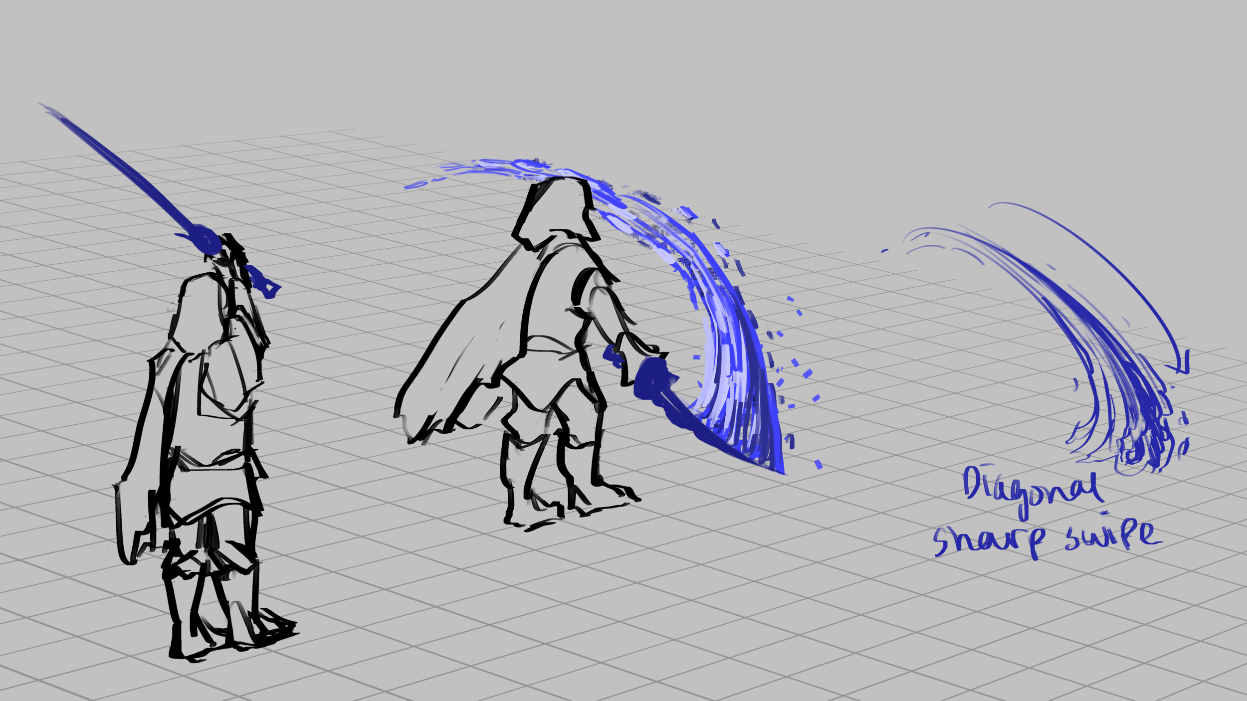 Sapphire sword VFX and attack animation development.