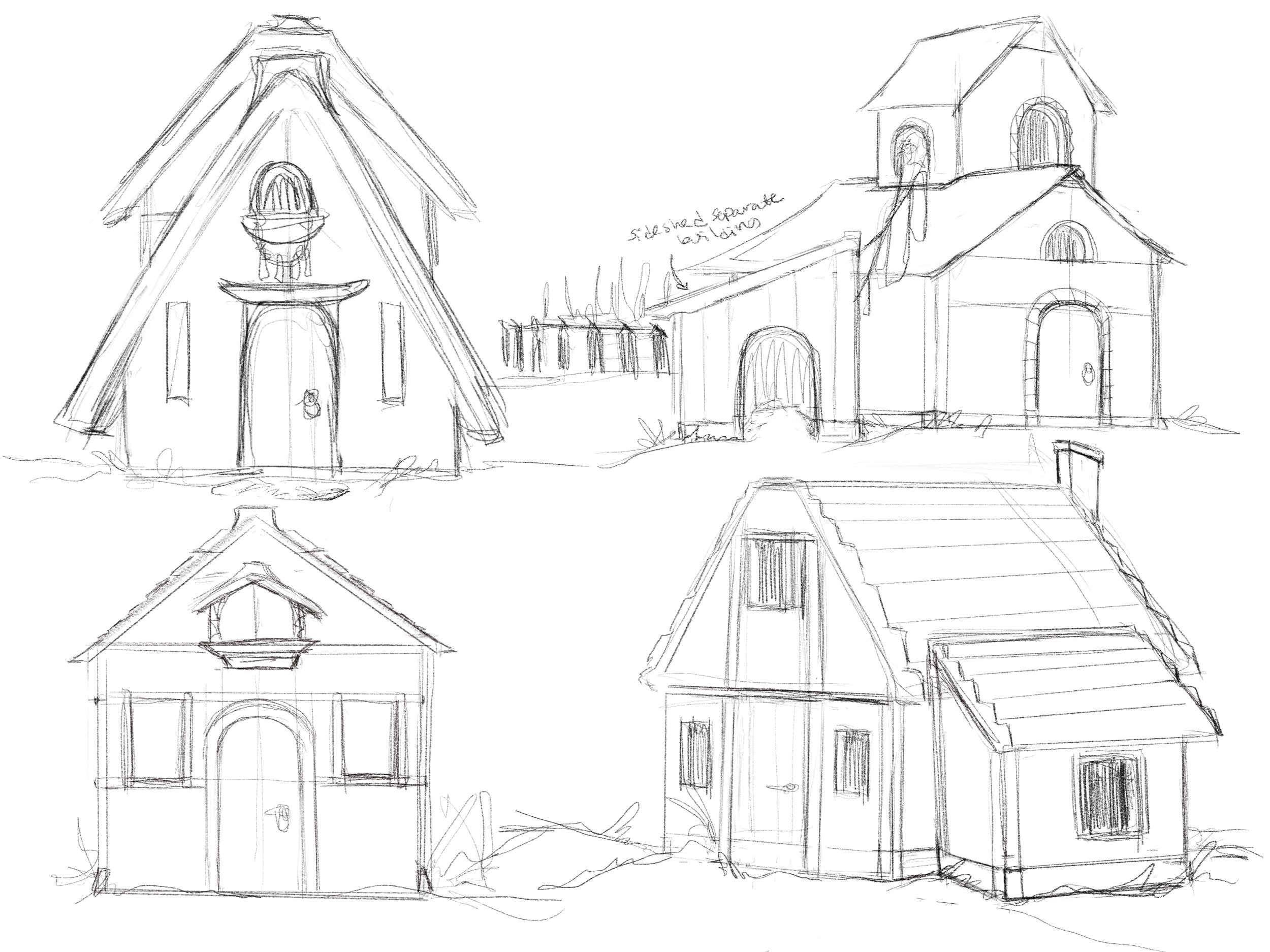 Village building preliminary ideation.