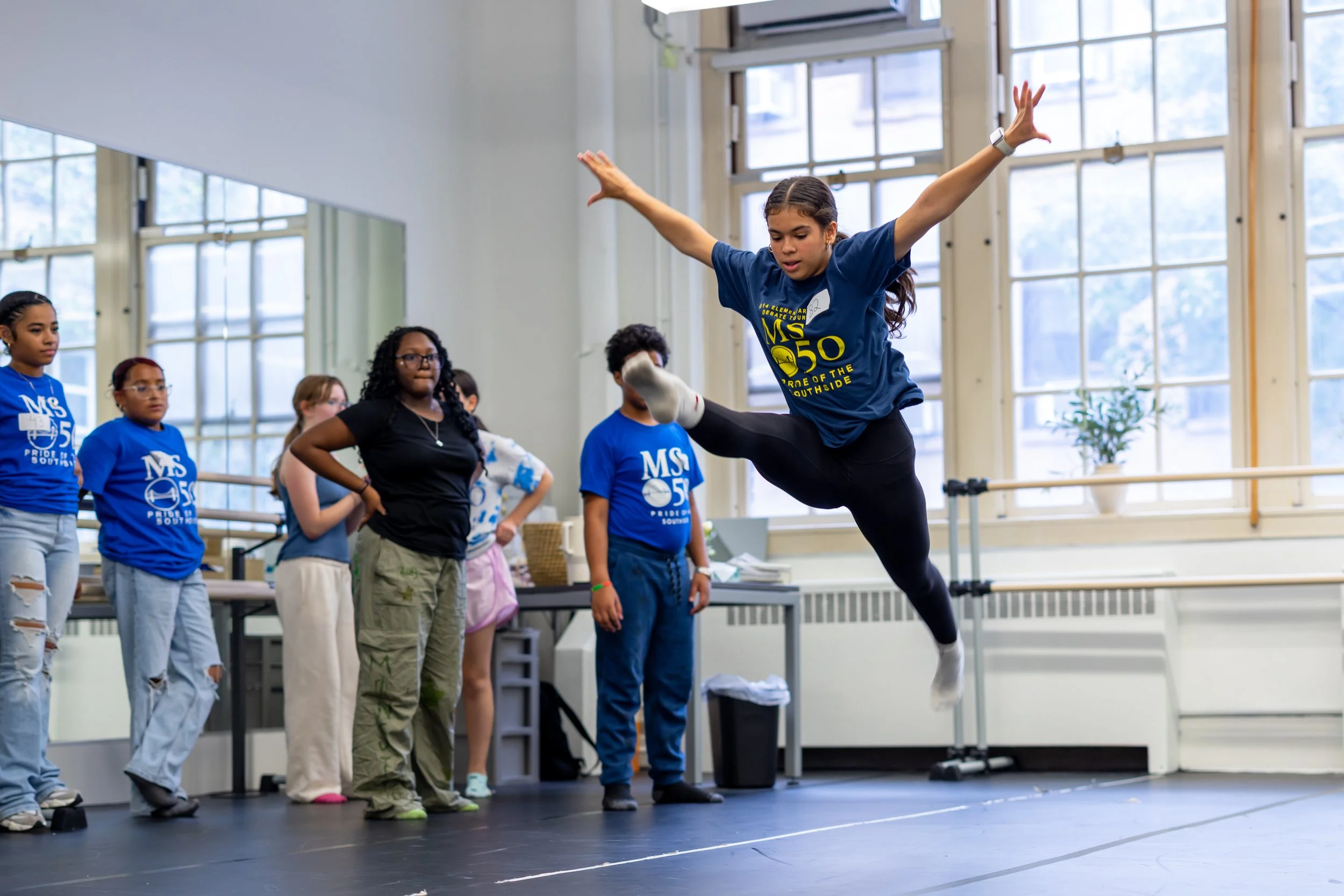 Students at dance team auditions