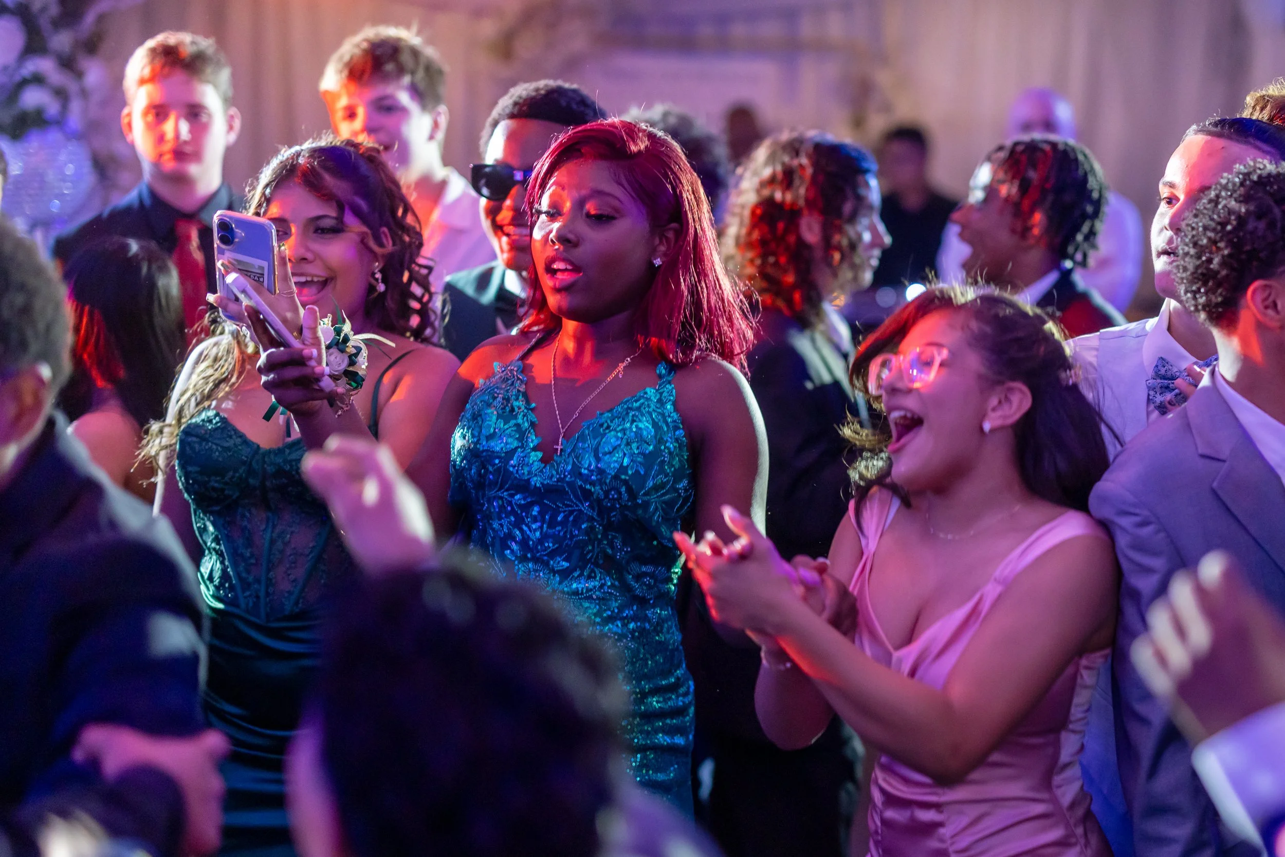 Students dance and celebrate at prom