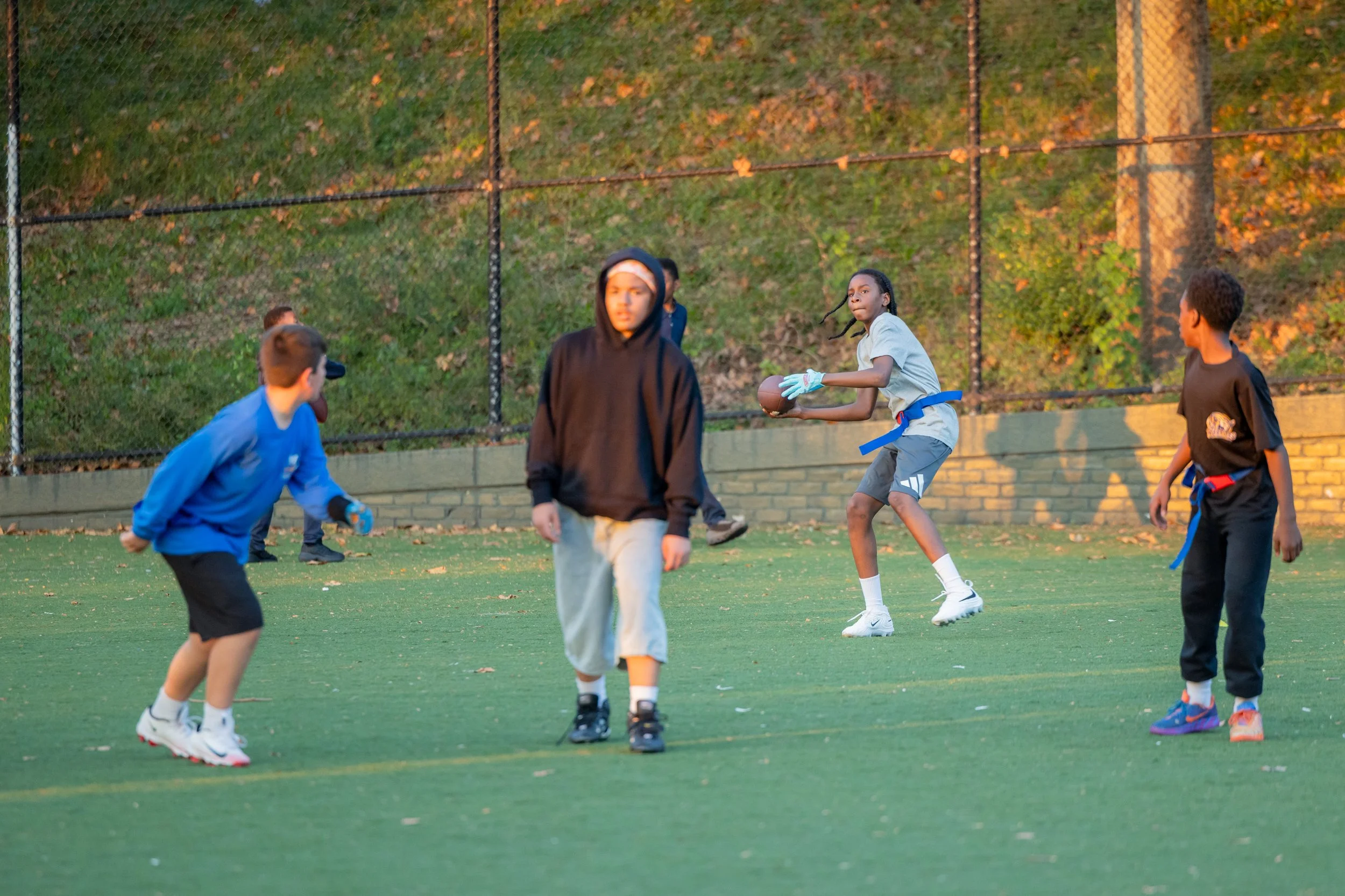 MS 50 flag football team plays