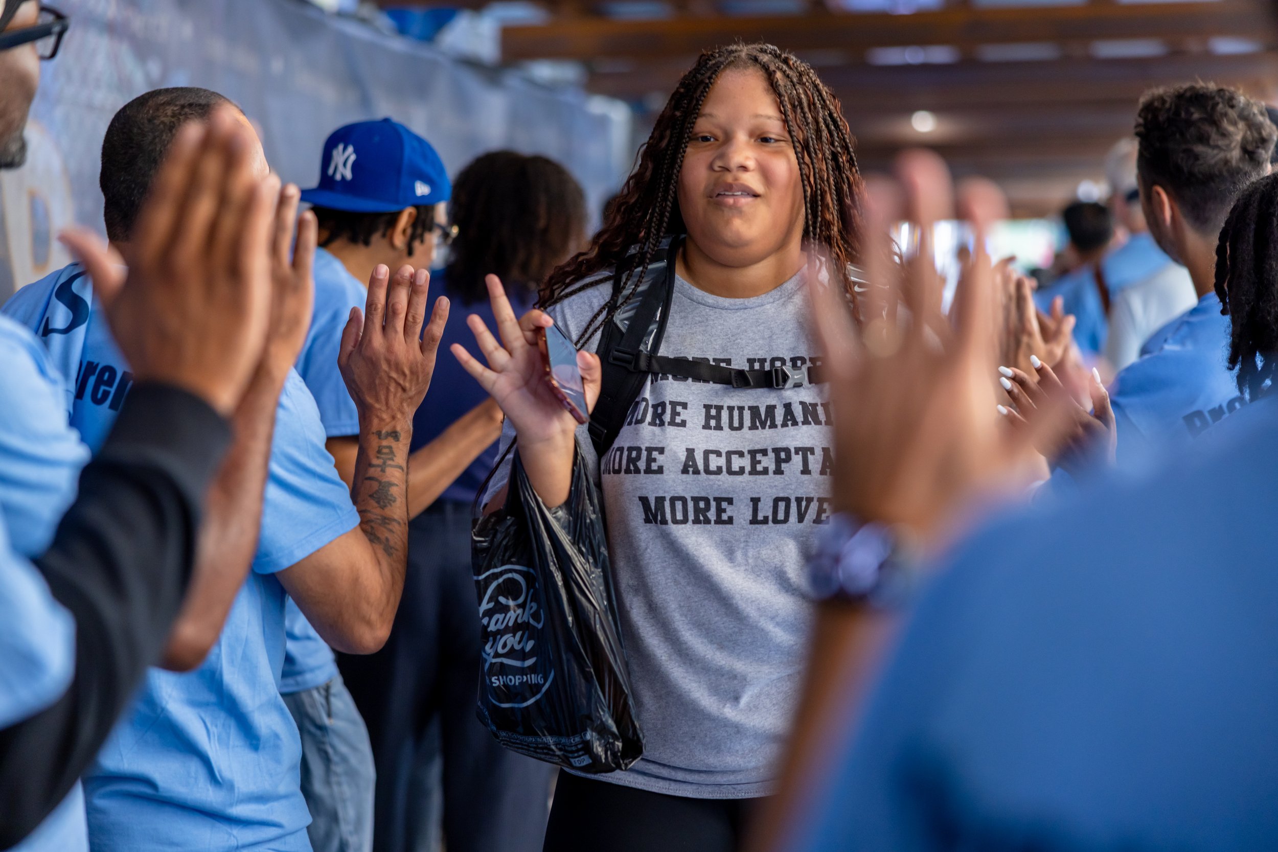 Students get high fives from parents
