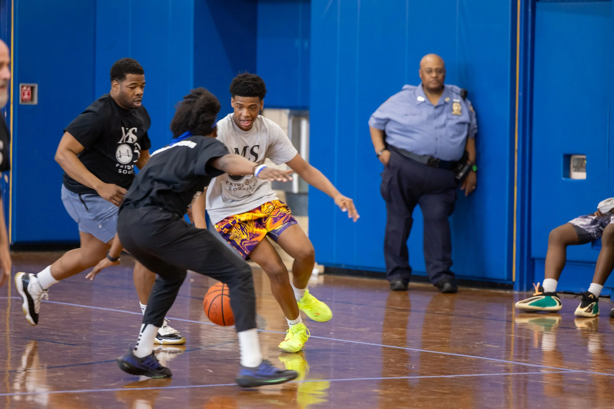 student versus staff basketball game