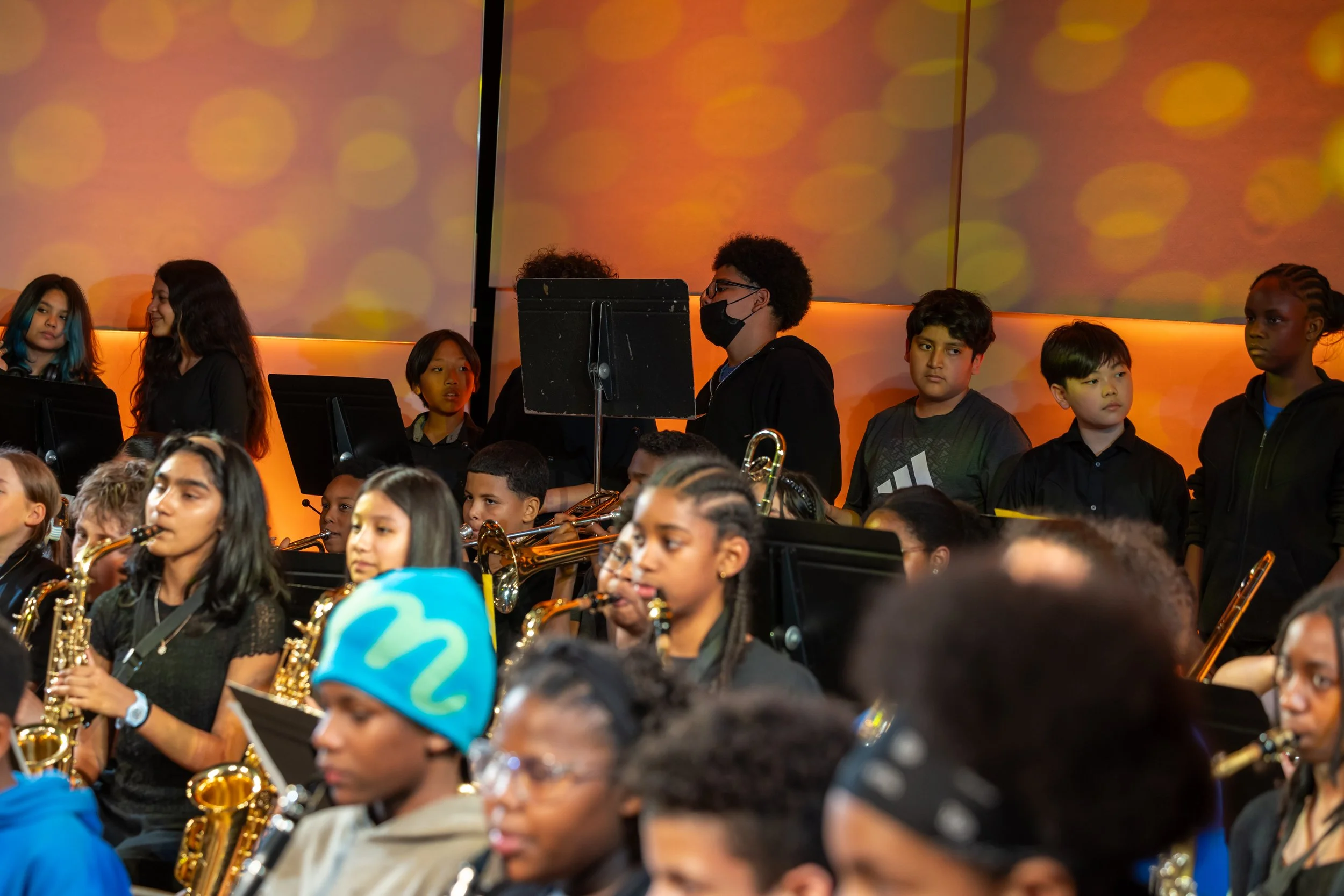 middle school students perform in band concert