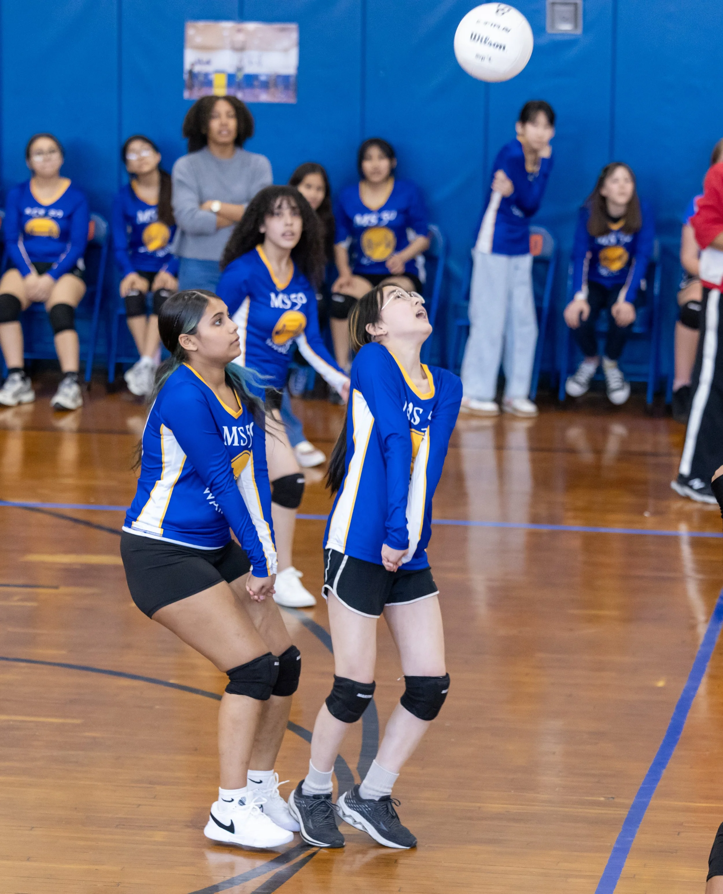 MS 50 students playing volleyball